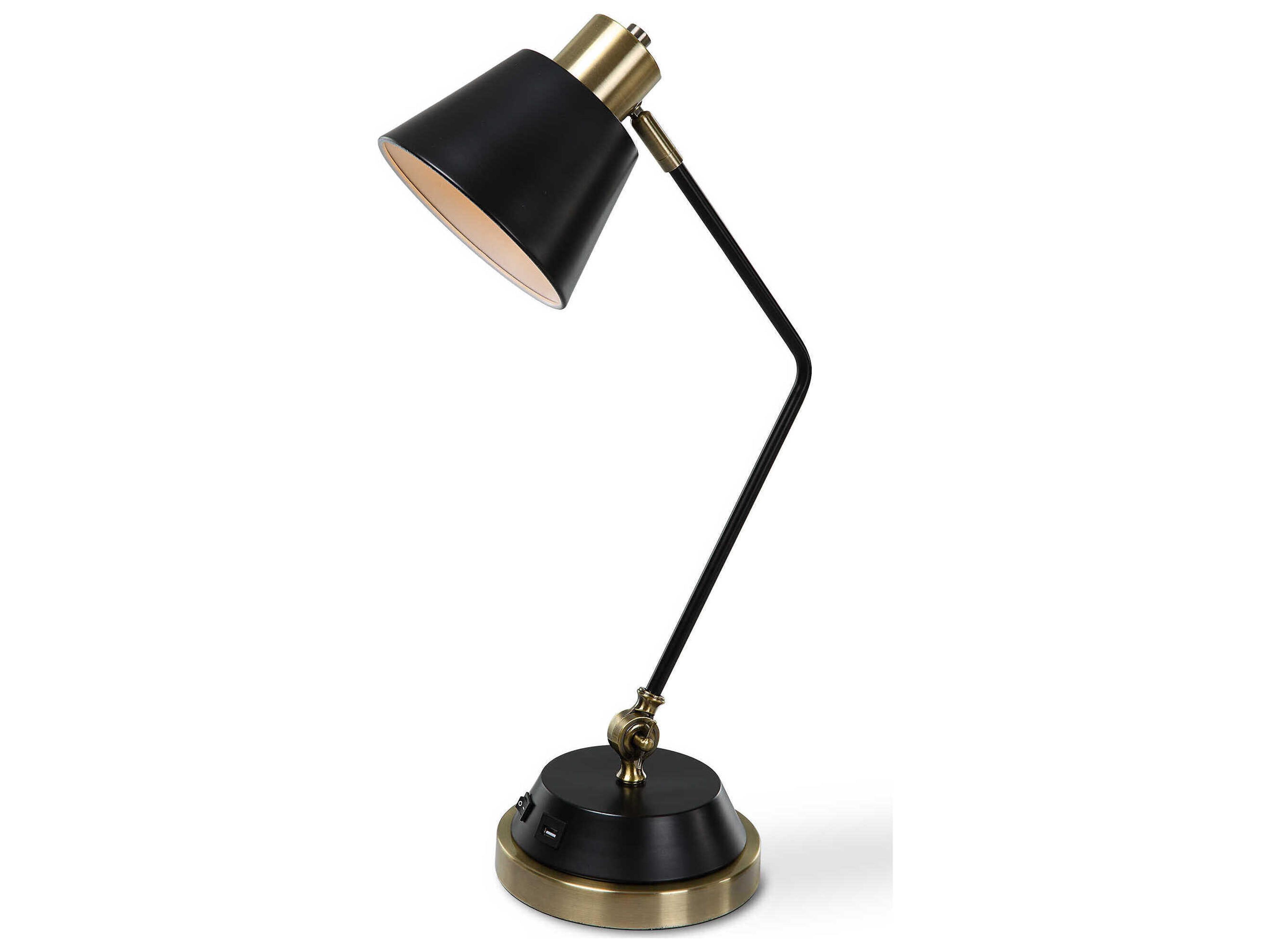 Luxecor Illumination Antique Brass Black Desk Lamp