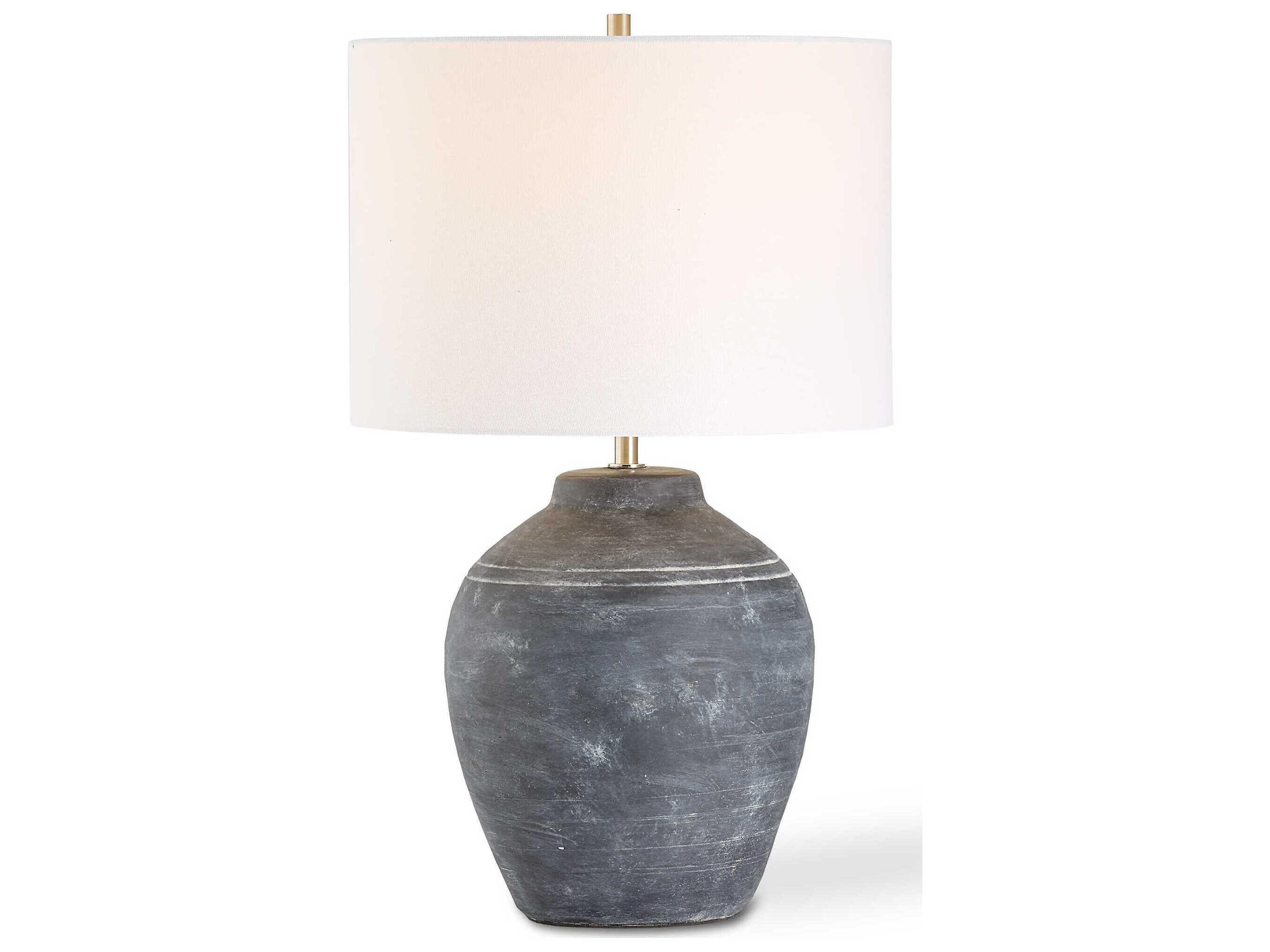 Luxecor Illumination Weathered Black Brushed Nickel Round Hardback Shade Table Lamp
