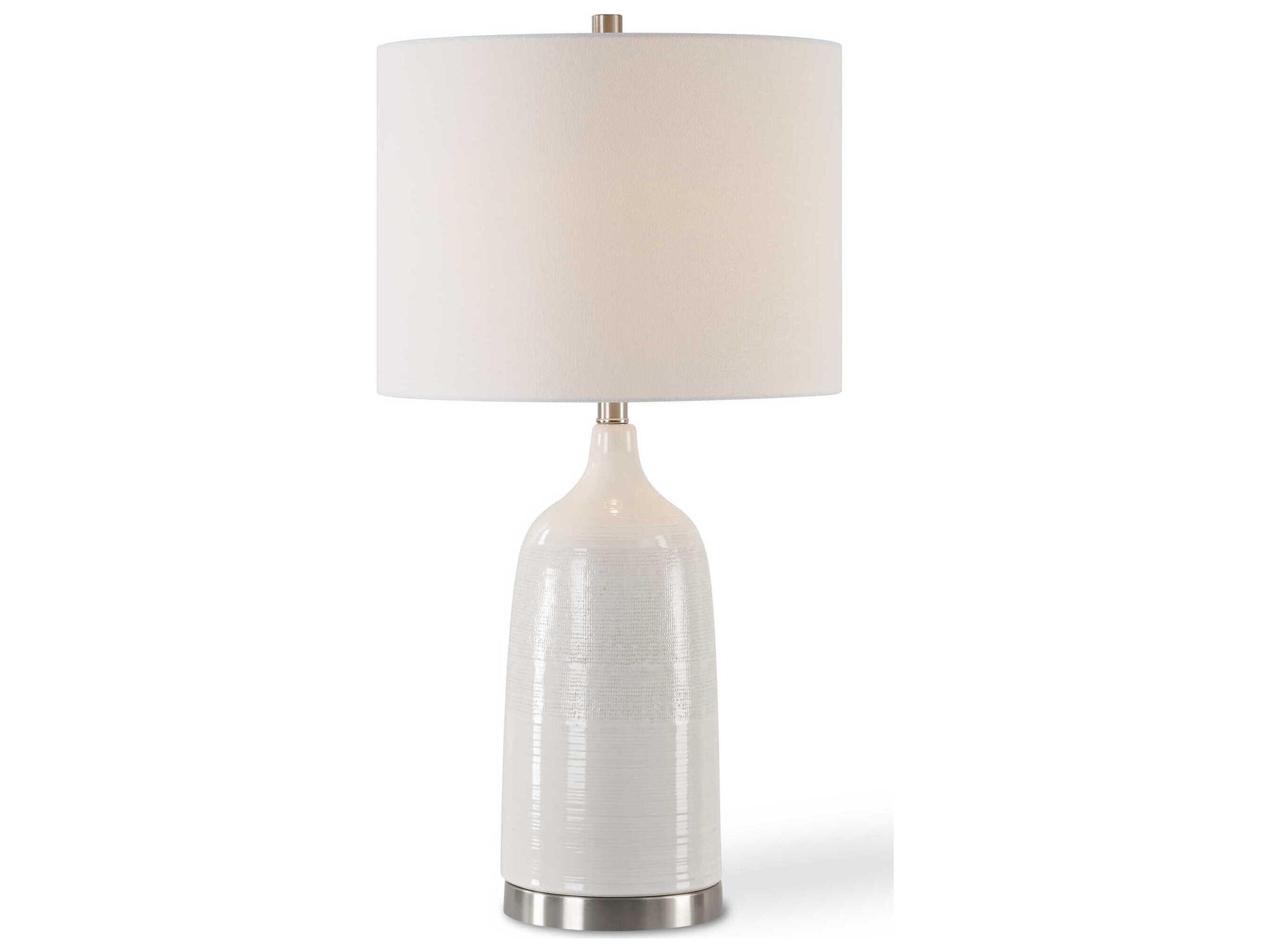 Luxecor Illumination White Brushed Nickel Round Hardback Buffet Lamp