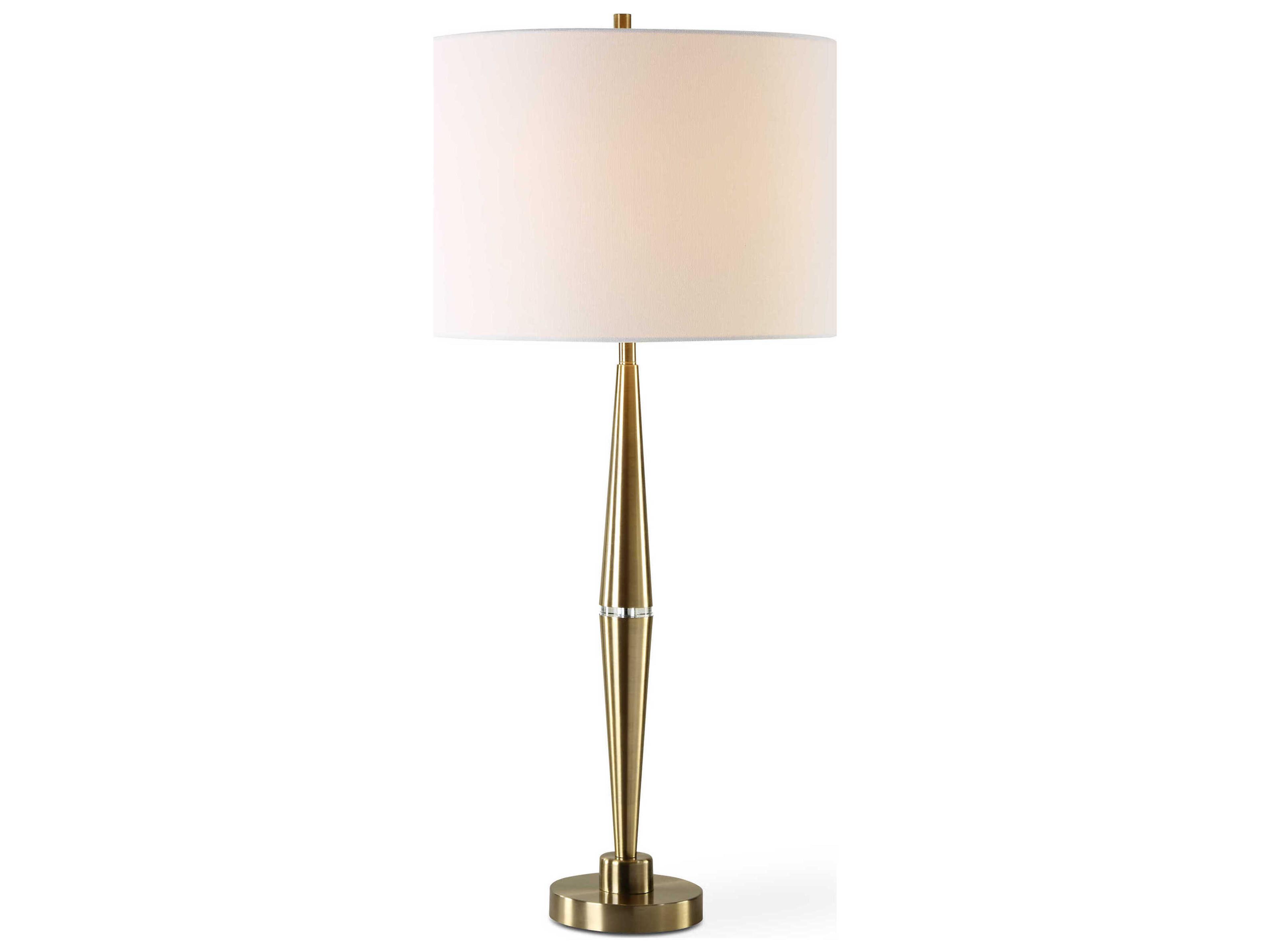 Luxecor Illumination Antique Brass Round Drum Hardback Buffet Lamp