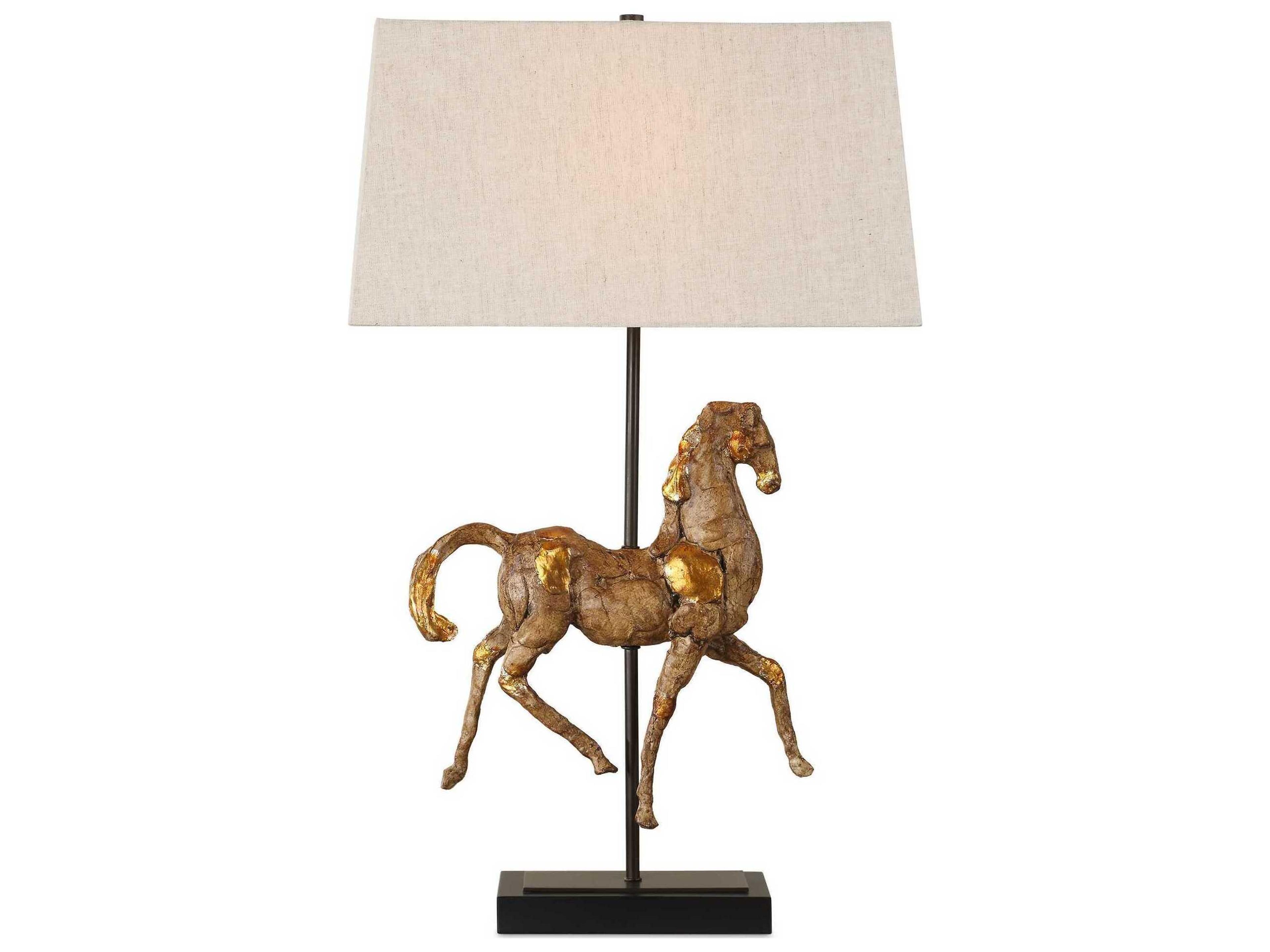 Luxecor Illumination Aged Brown Gold Black Hardback Buffet Lamp