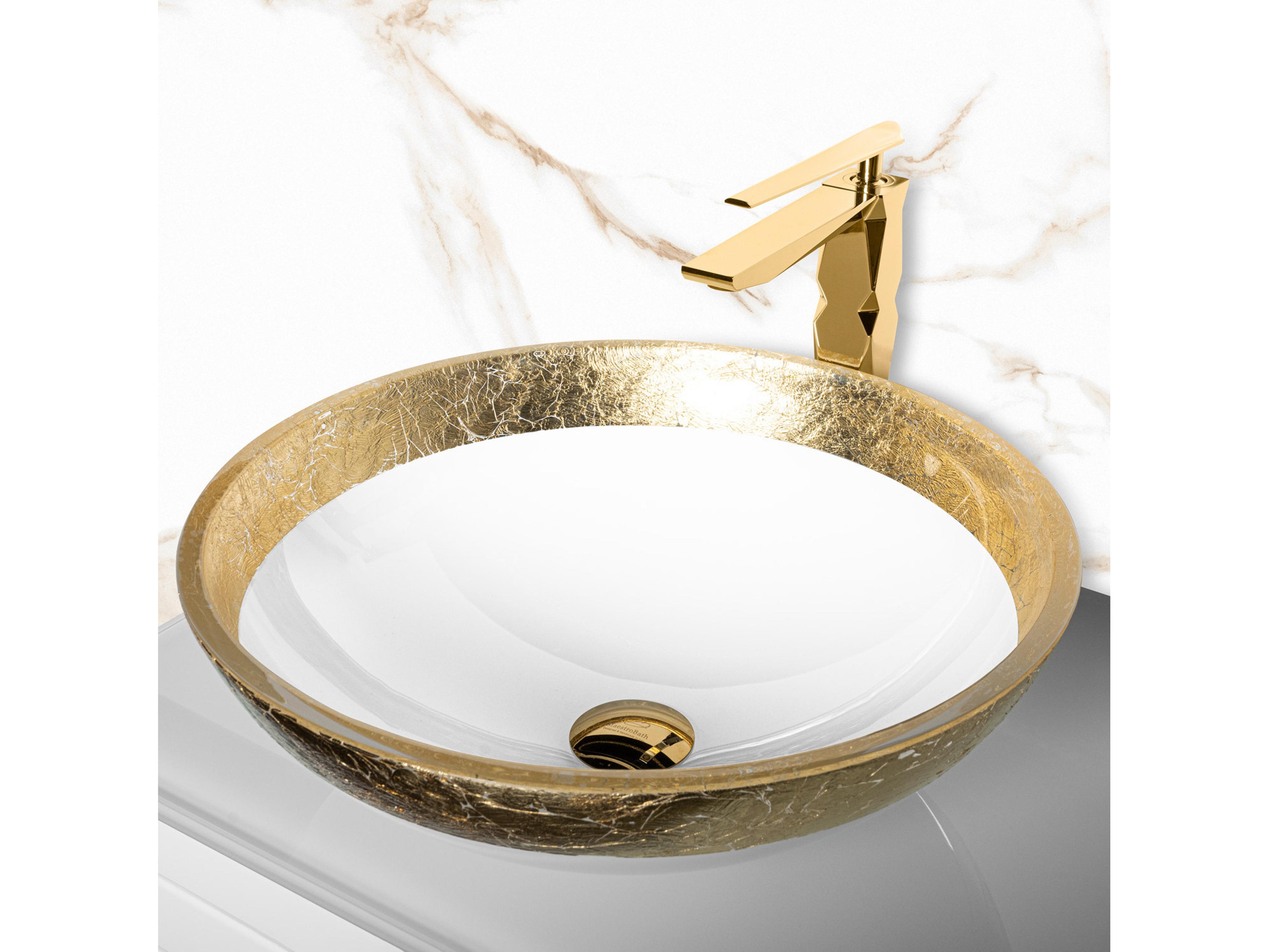 Fiorenza Flare Teck44 Vessel Sink  White Gold
