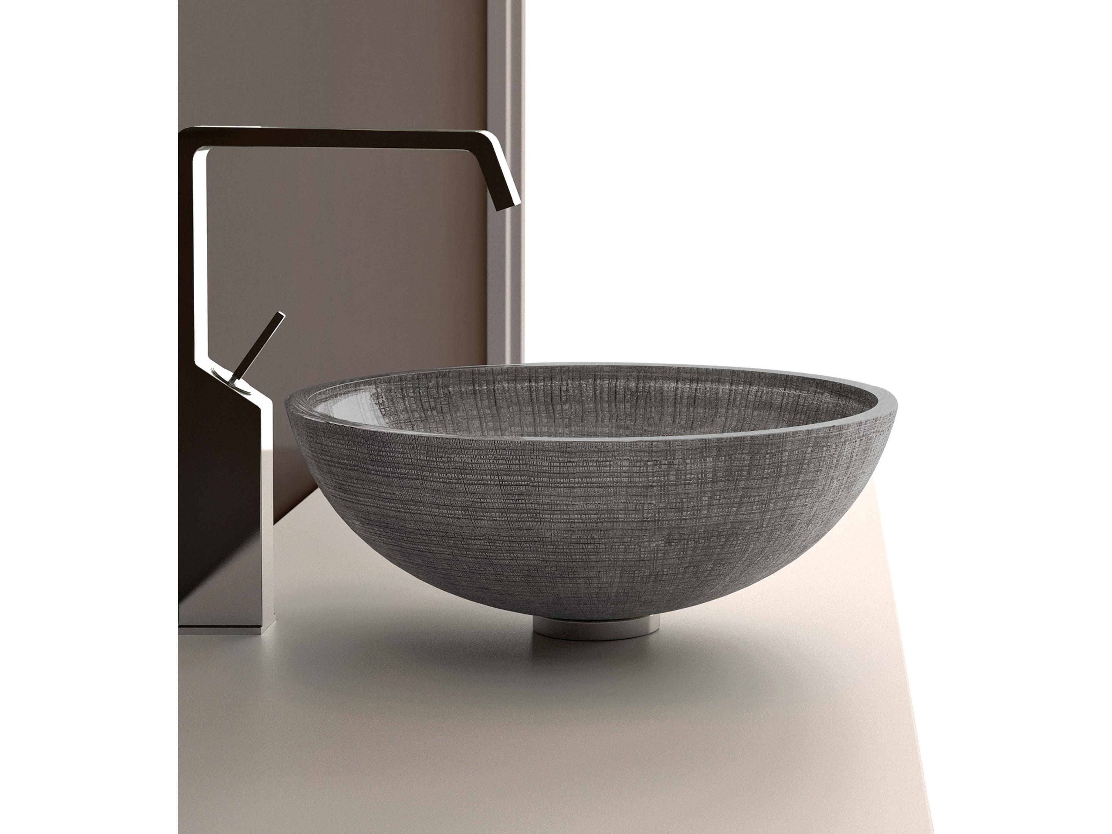 Zaffirina Glass Vessel Sink  Silver And Black
