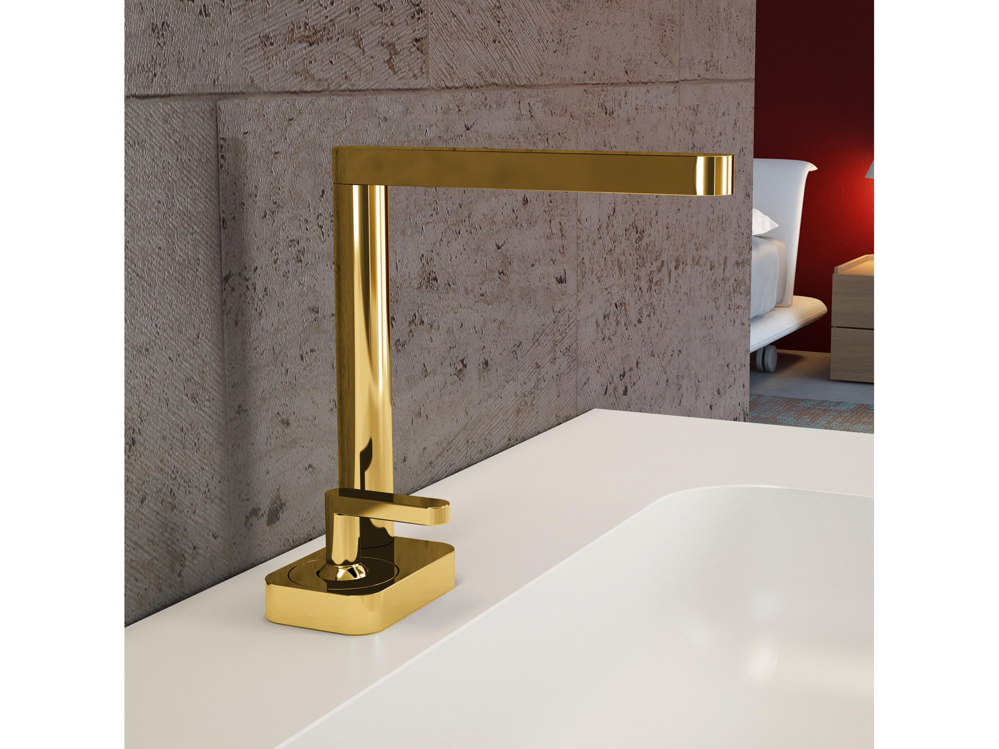 Bramosia Luxury Single Handle Bathroom Sink Faucet  Polished Gold  Low