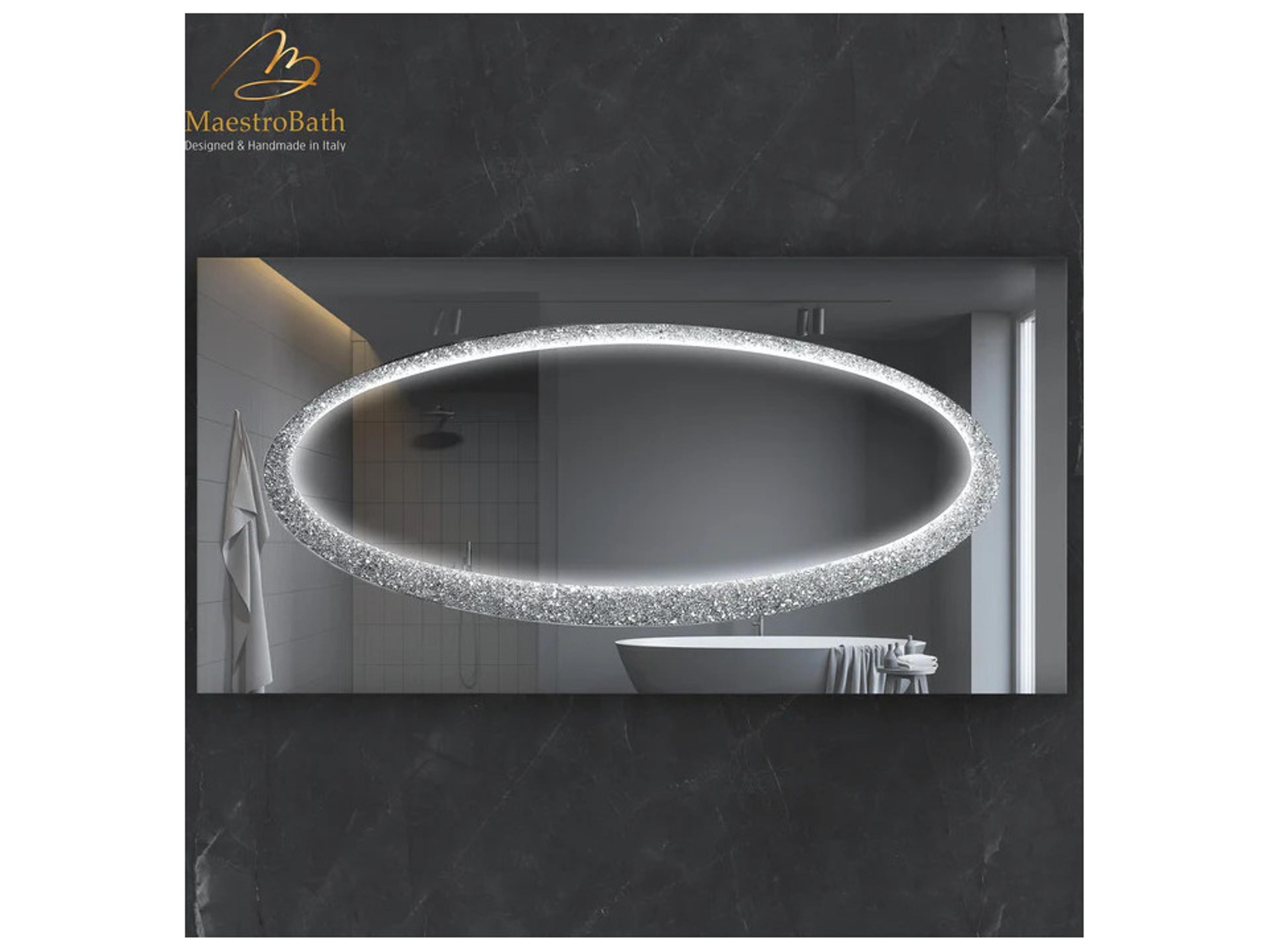 Maestro BathSfera Luxury Crystal Double Vanity Mirror 63" X 32"