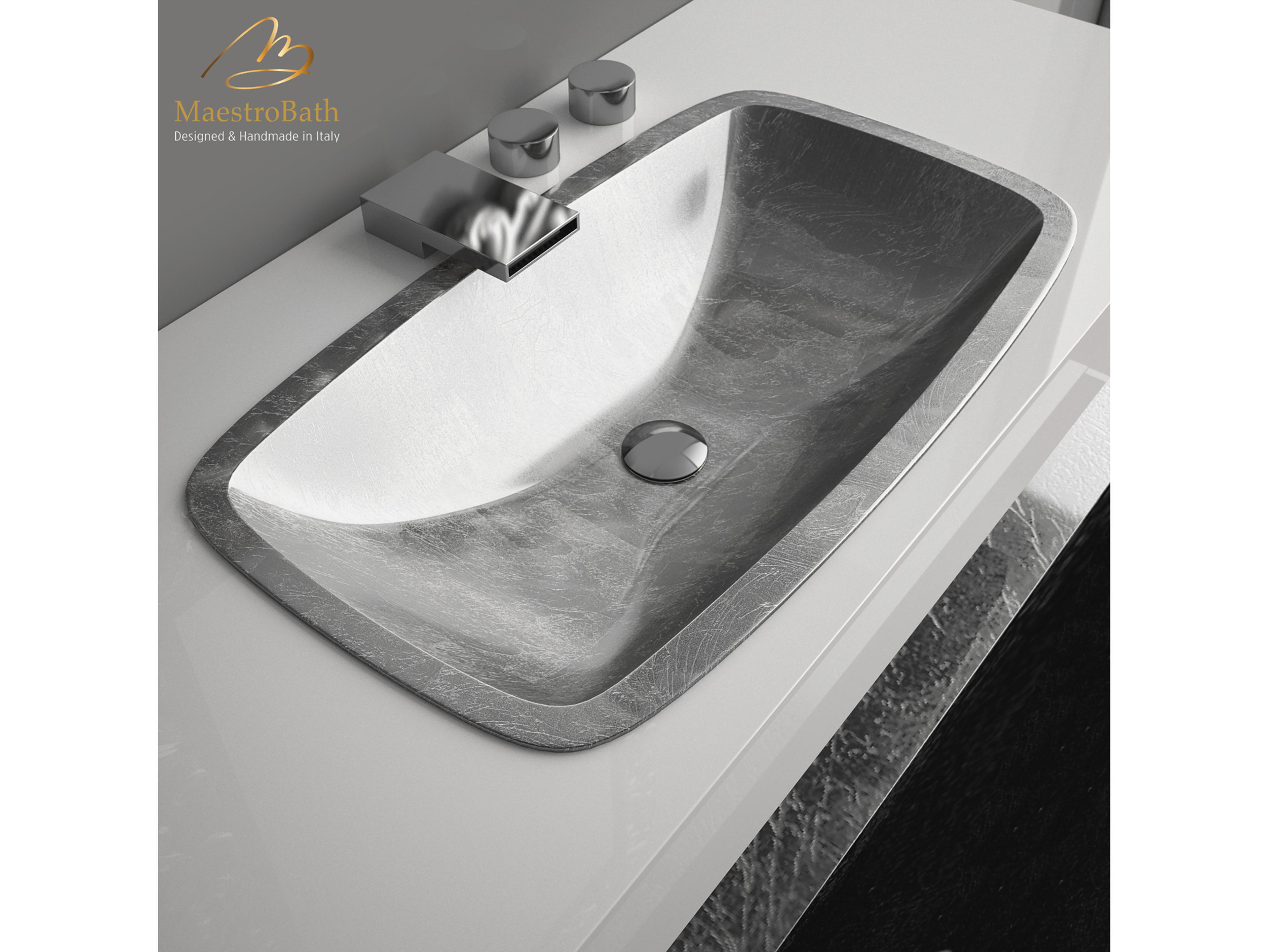 Risplenda Bathroom Sink  Silver Leaf