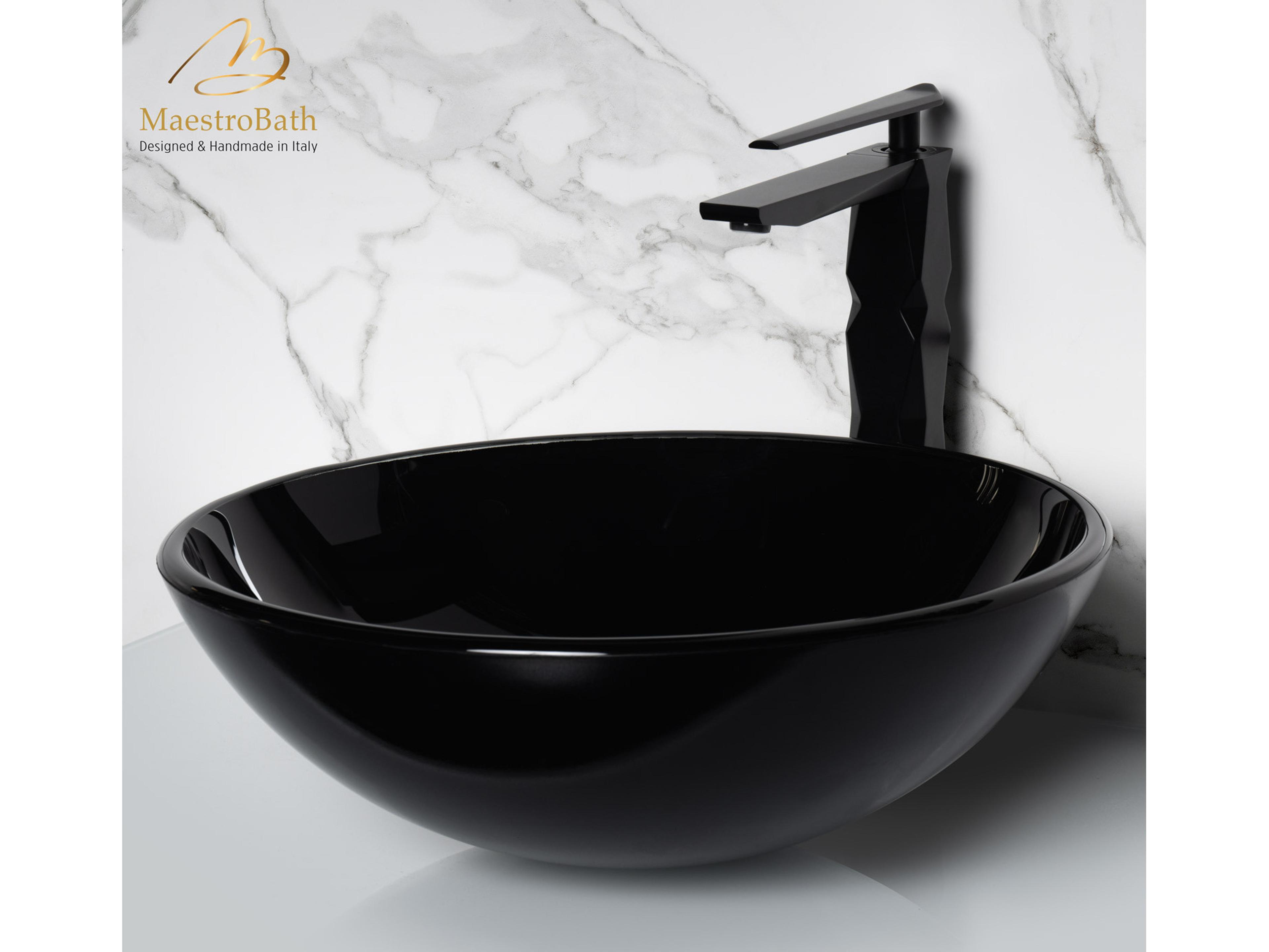 Xilofora Round Crystal Bathroom Sink  Black