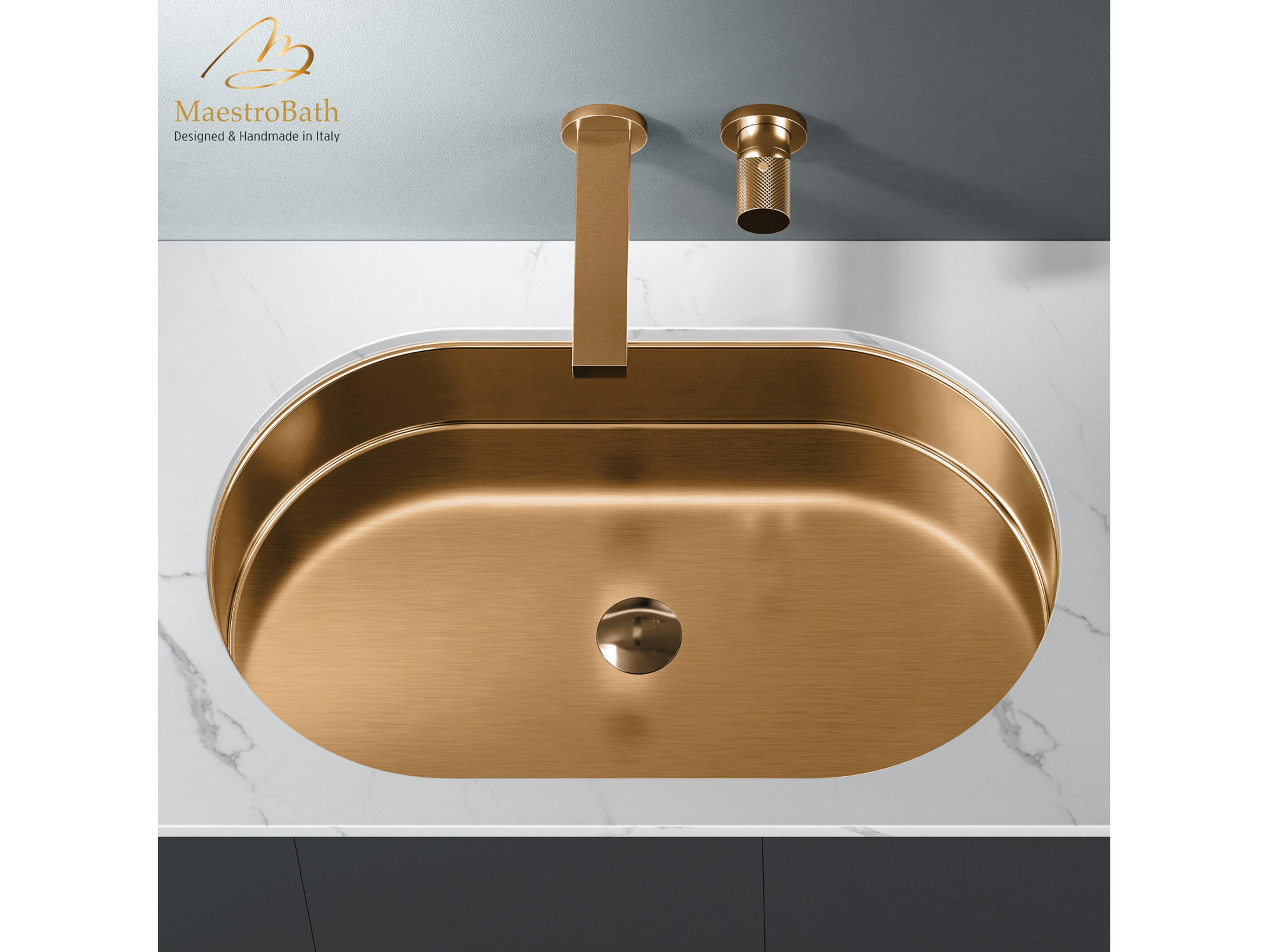 Illustra Modern Oval Under-Mount Sink  Brushed Rose Gold