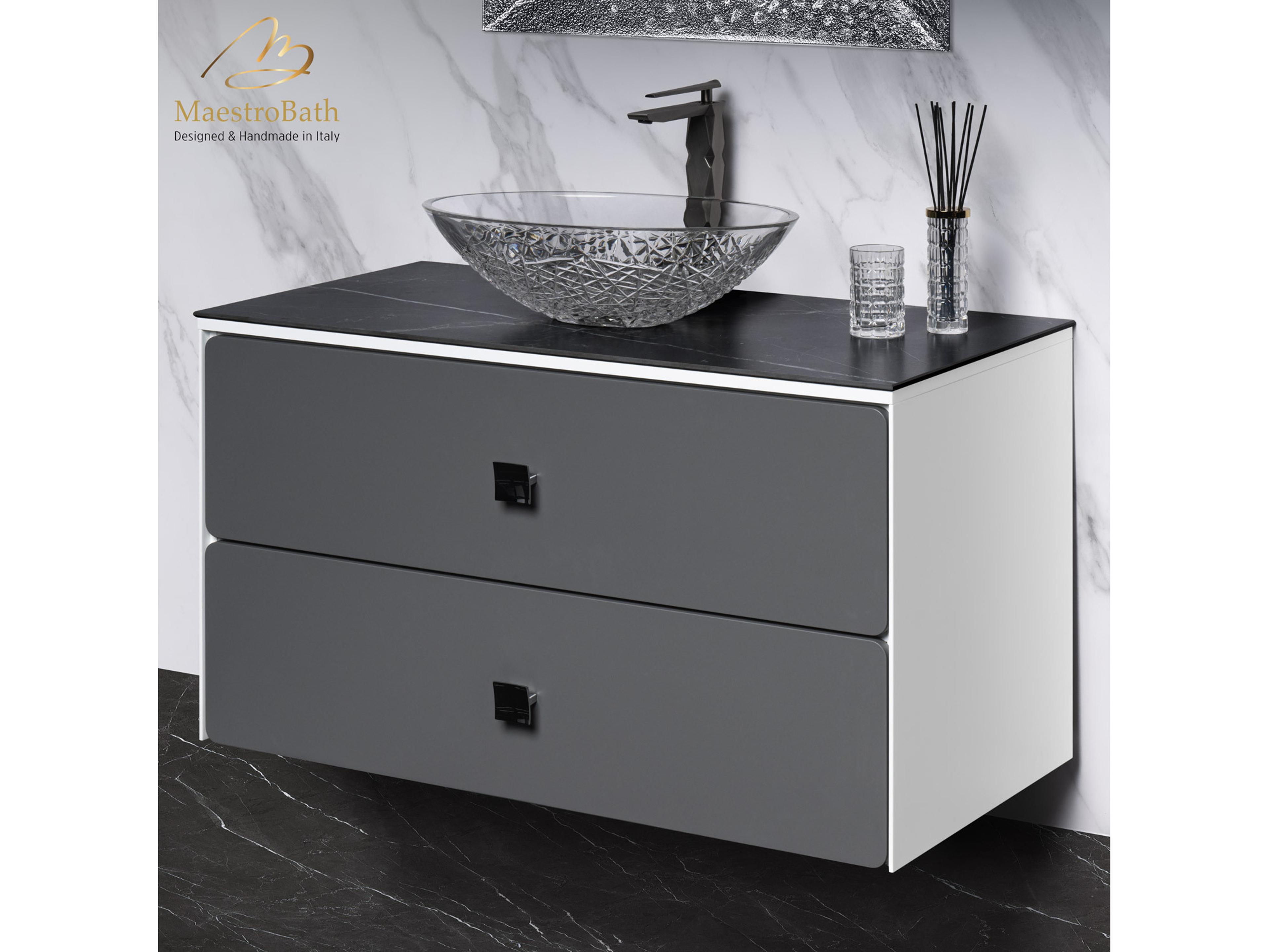 Maestro BathNirvana Modern Bathroom Vanity  White And Silver  40"