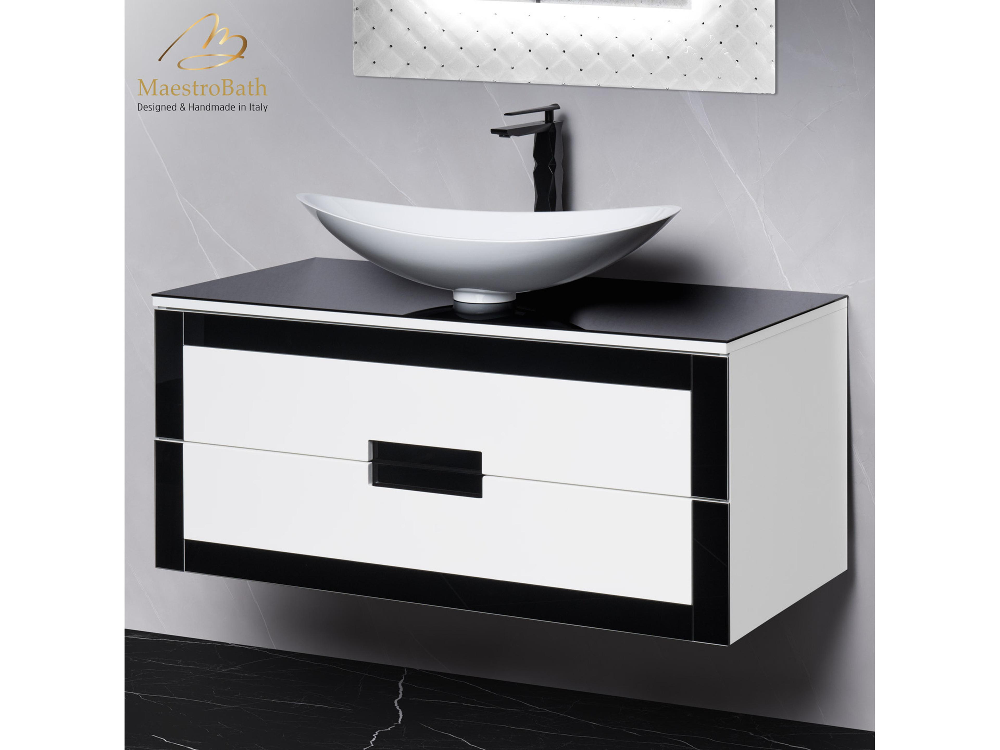 Maestro BathEleganza Luxury Bathroom Vanity  Black And White  40