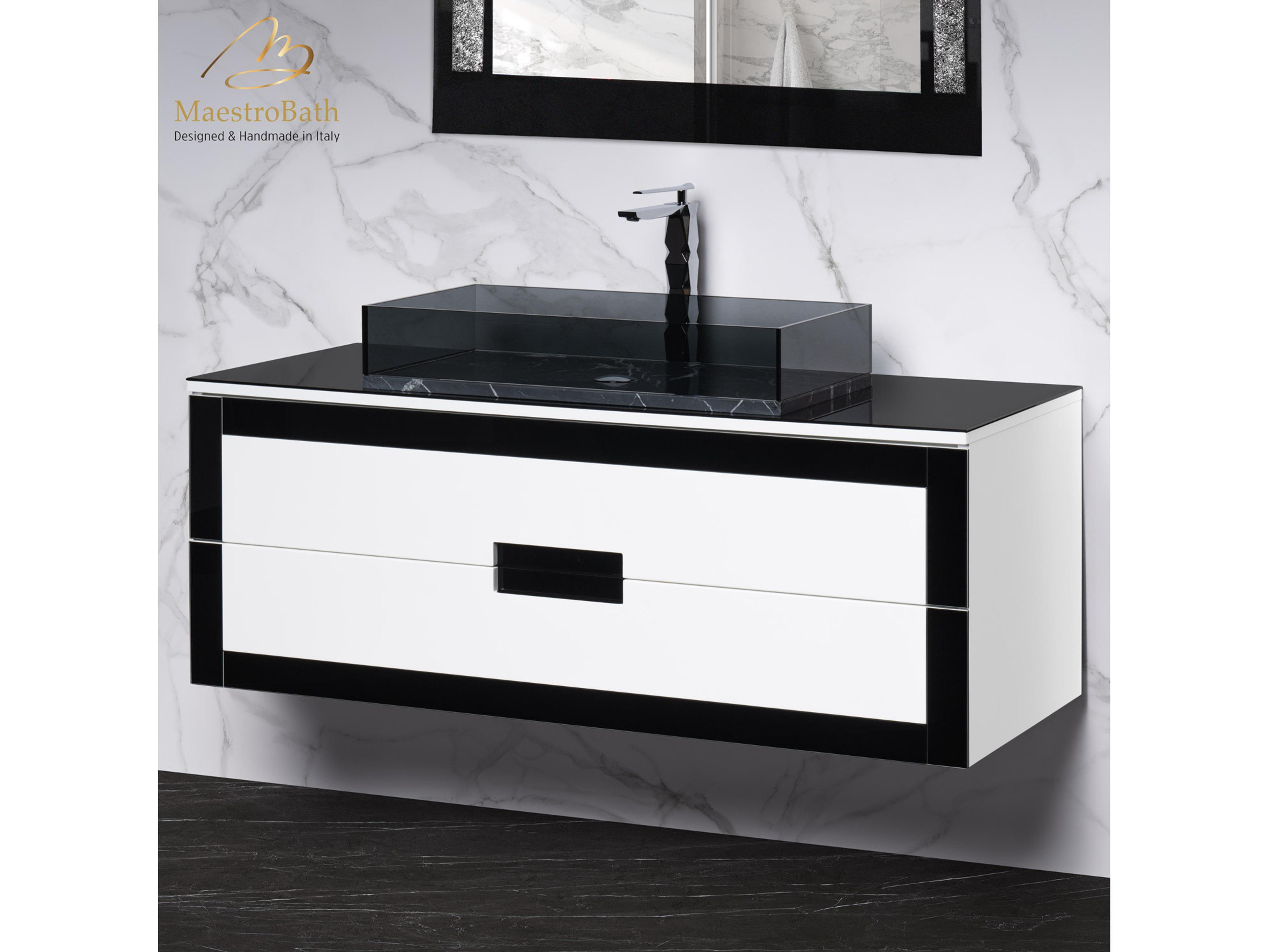Maestro BathEleganza Luxury Bathroom Vanity  Black And White  48"