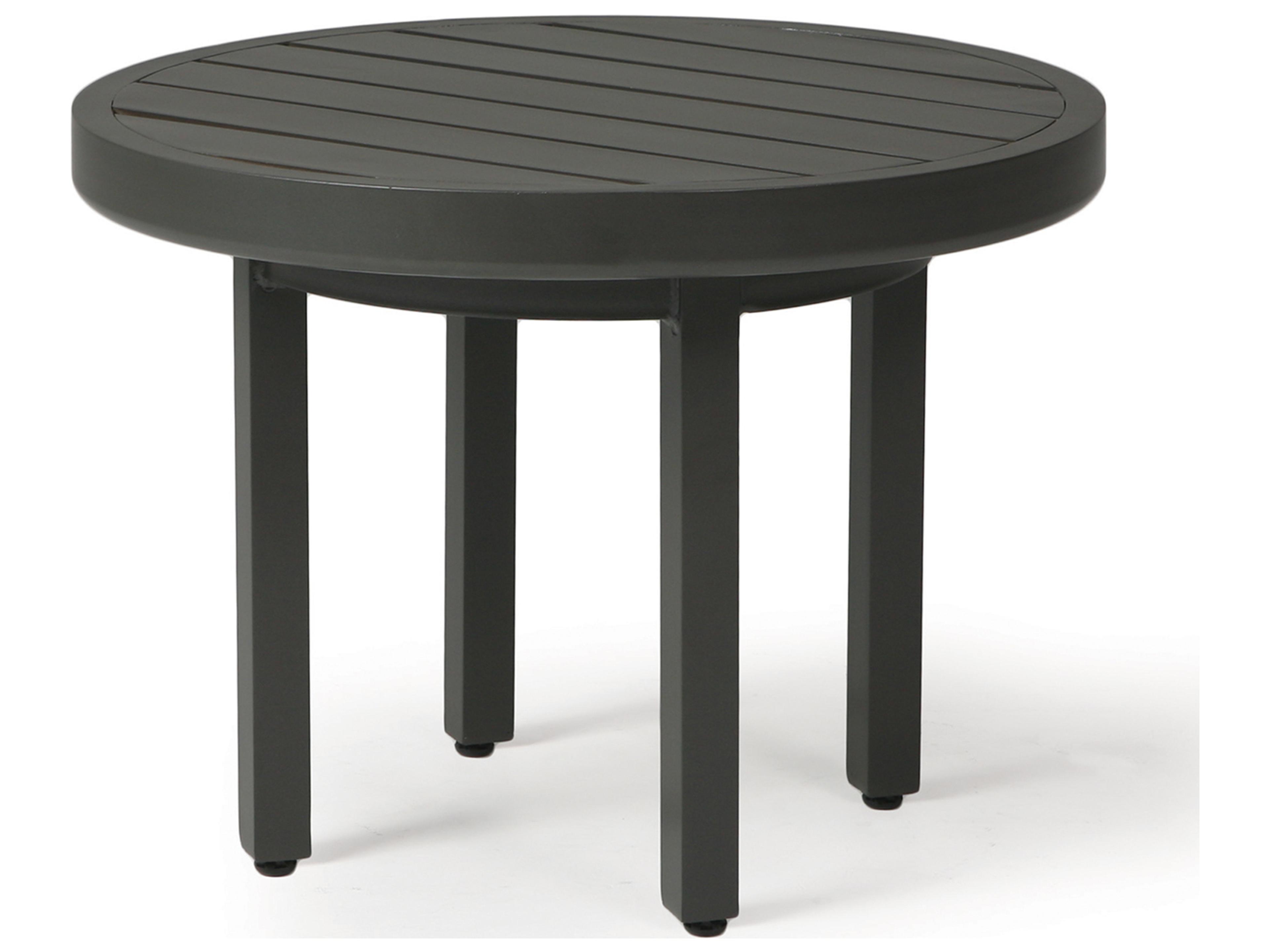 Mallin Trinidad Round Slatted Top Patio End Table