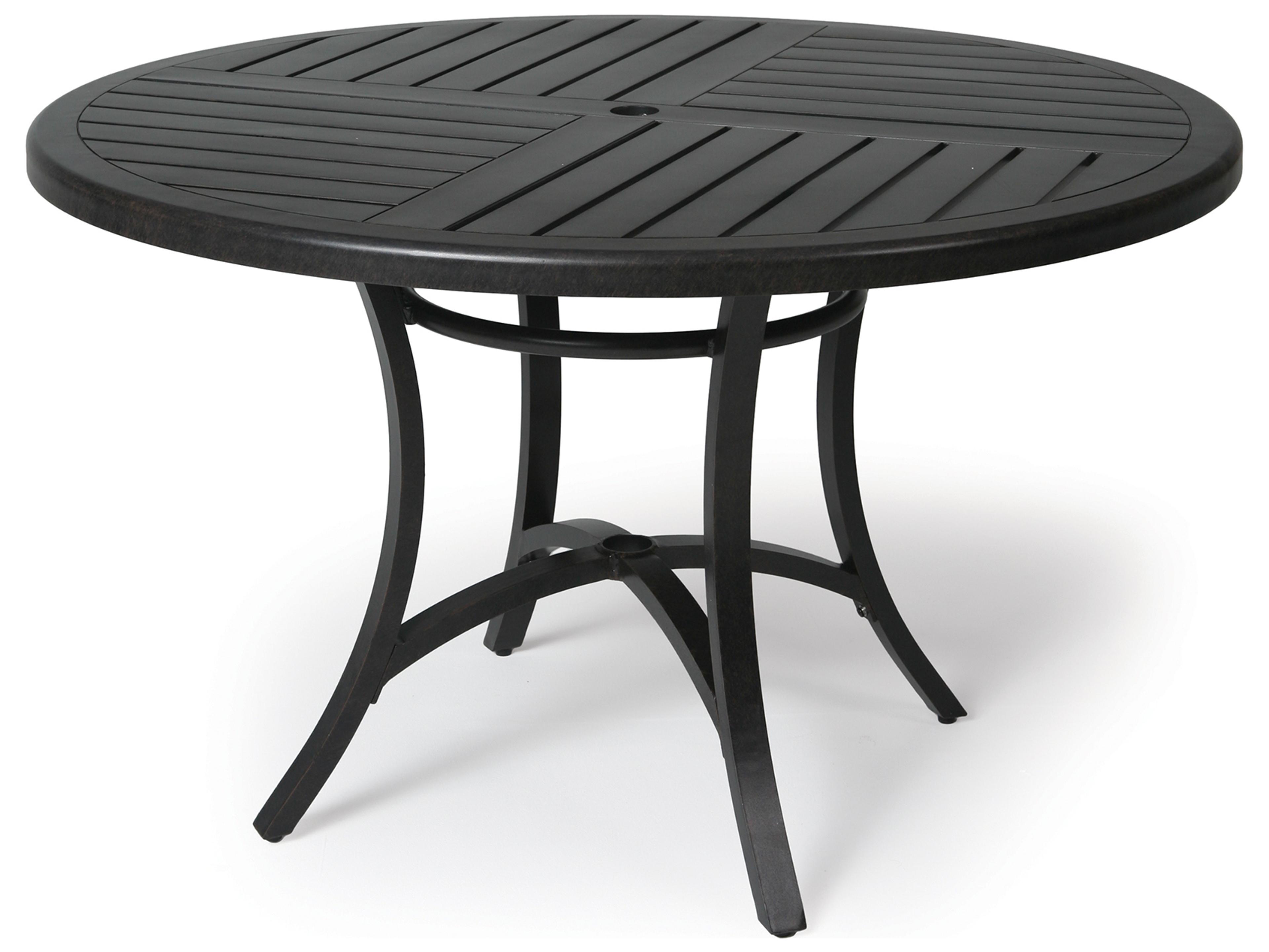 Mallin Fulton Round Outdoor Patio Dining Table with Umbrella Hole