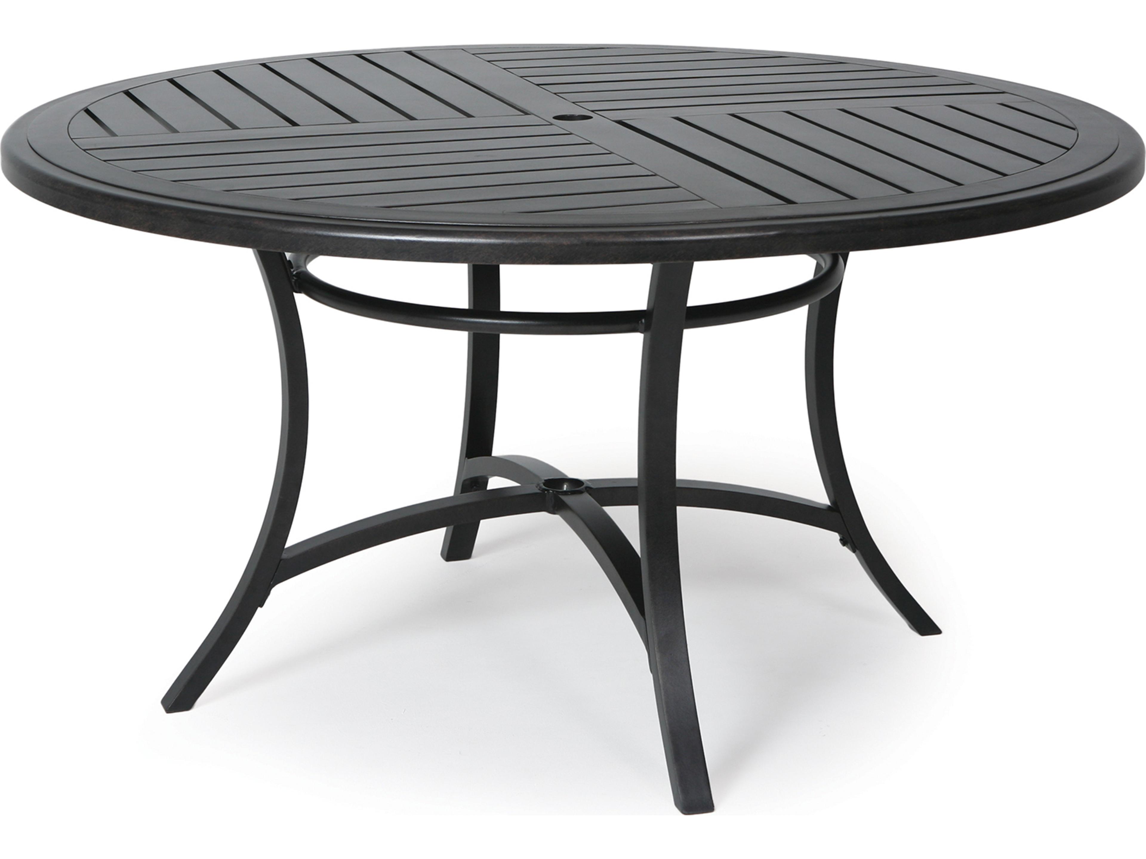 Mallin Fulton Round Patio Dining Table with Umbrella Hole