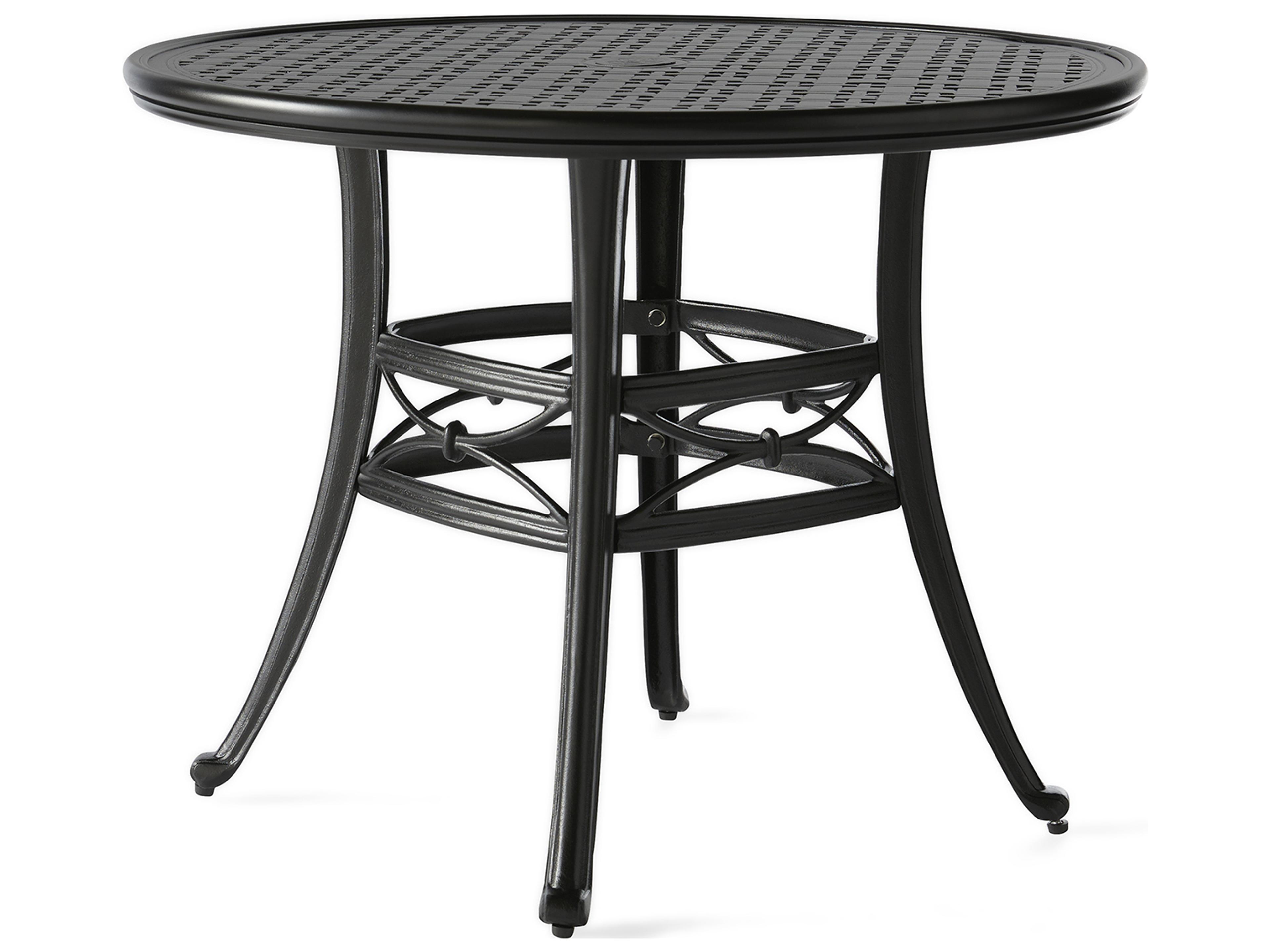 Mallin Napa Tables 9000 Series Cast Aluminum Round Umbrella Hole Outdoor Patio Dining Table