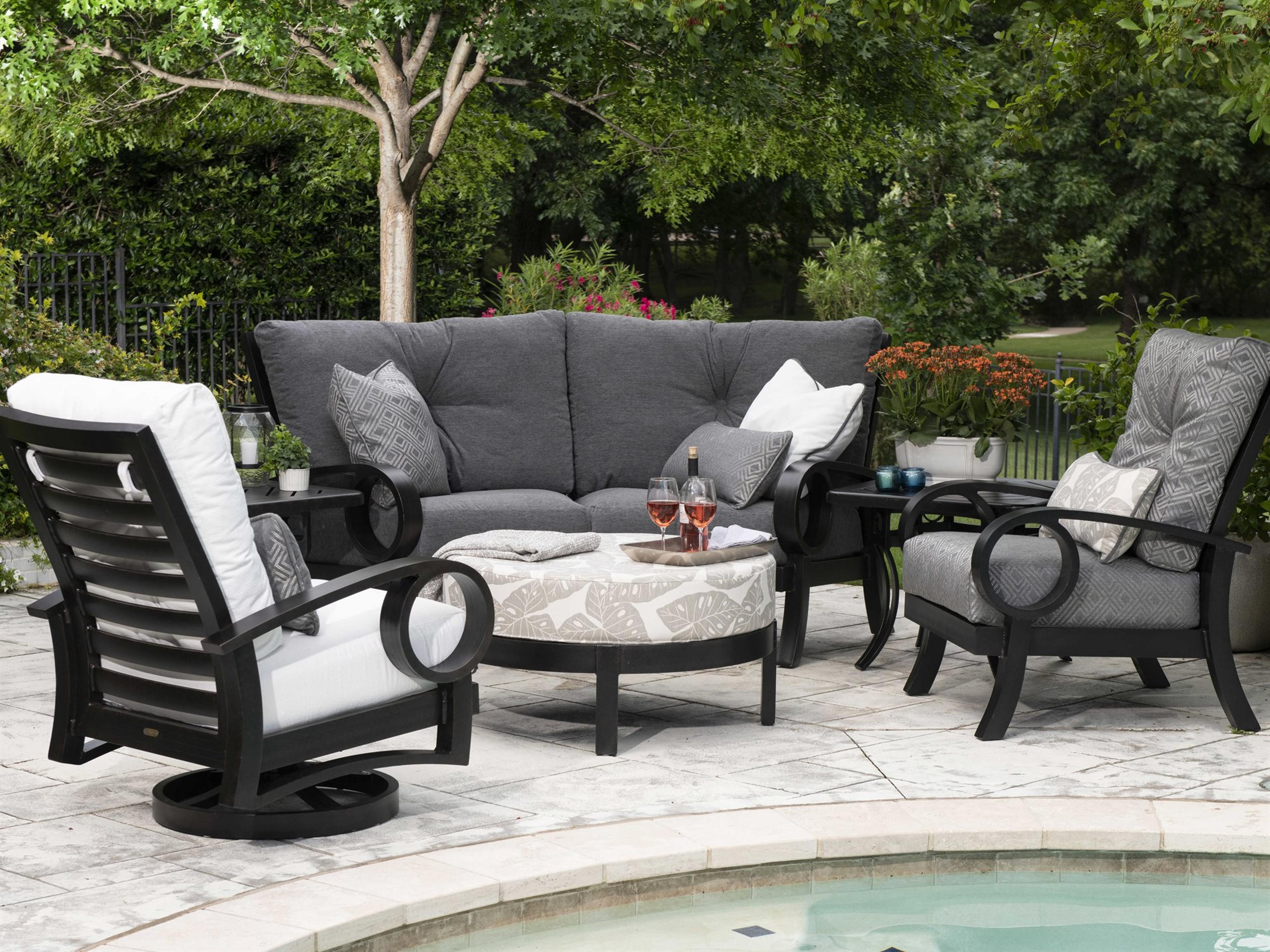 Mallin Eclipse Cast Aluminum Cushion Outdoor Patio Lounge Set