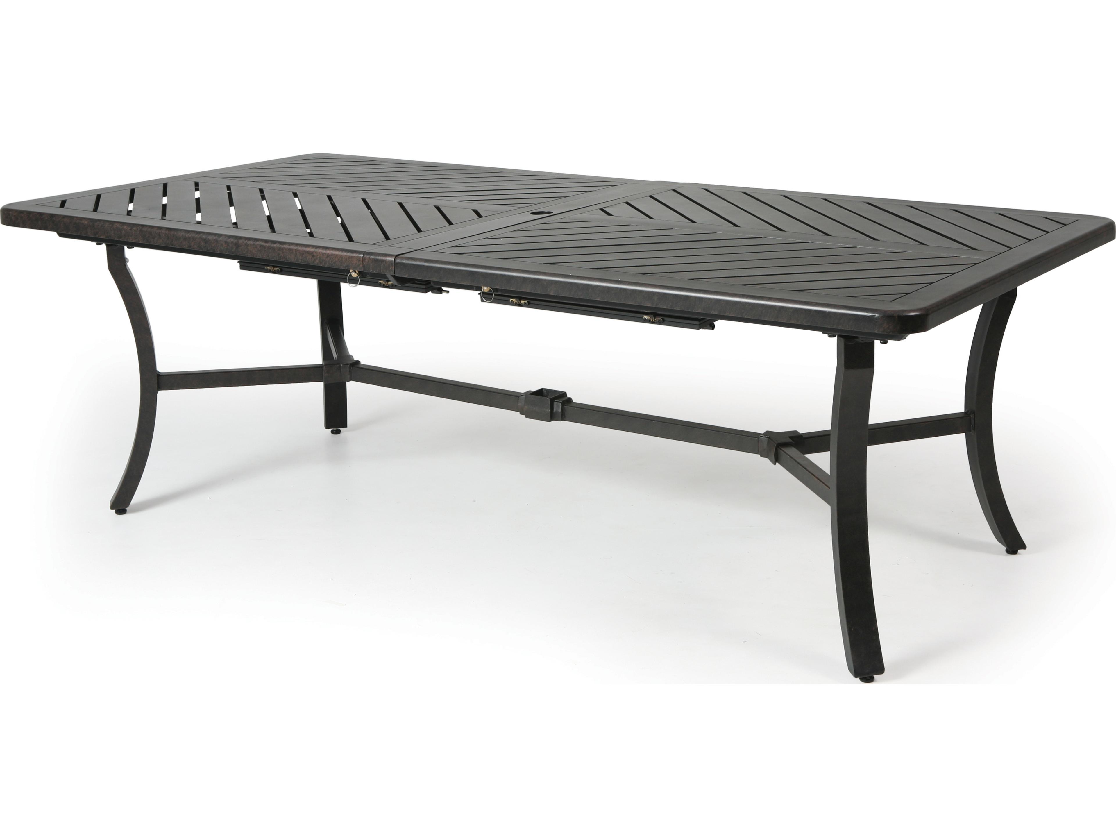 Mallin Fulton Rectangular Extendable Patio Dining Table with Umbrella Table