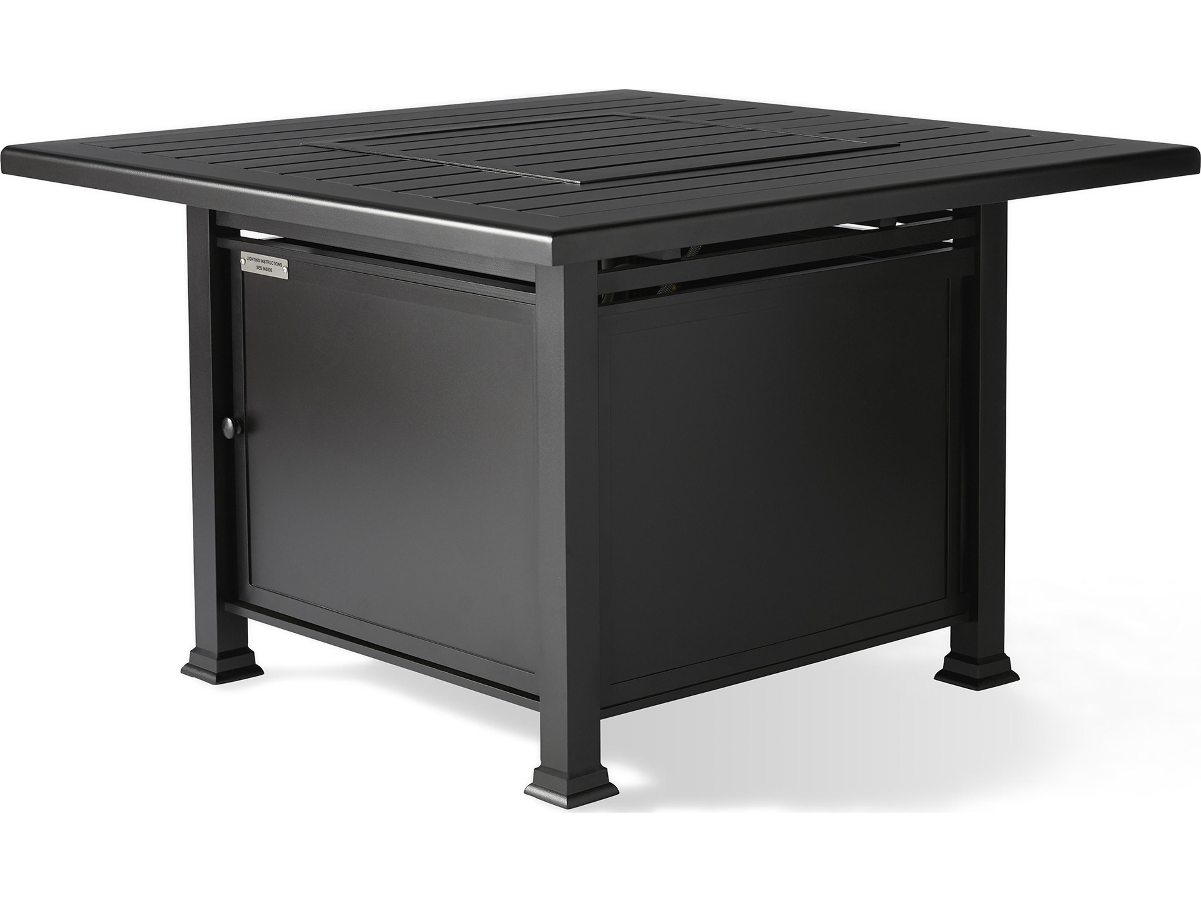 Mallin Pasa Robles Aluminum Square F-Slatted Top Chat Height Outdoor Fire Pit Table