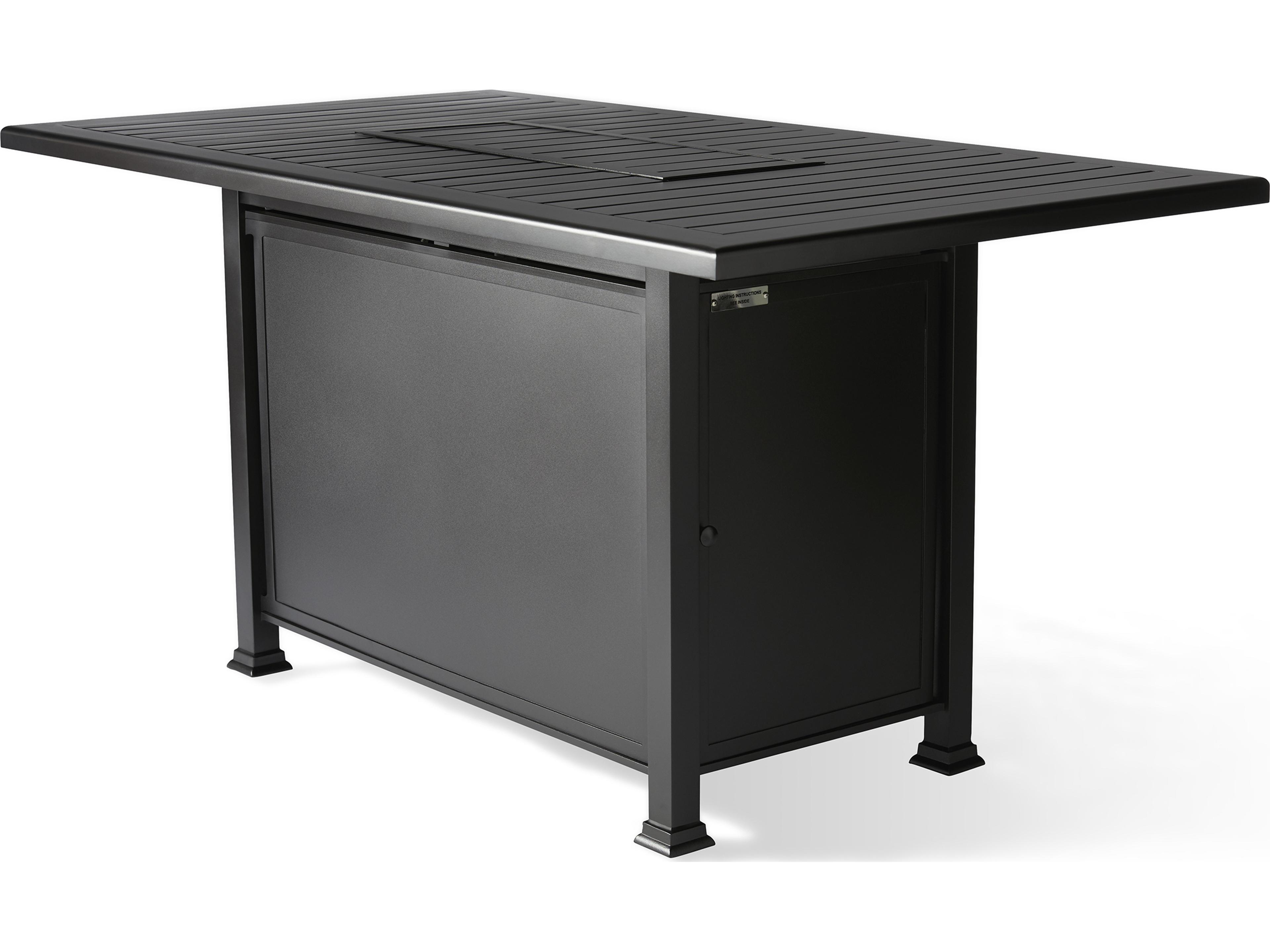 Mallin Pasa Robles Patio Fire Pit Tables F-top Aluminum Rectangular Patio Fire Pit Table