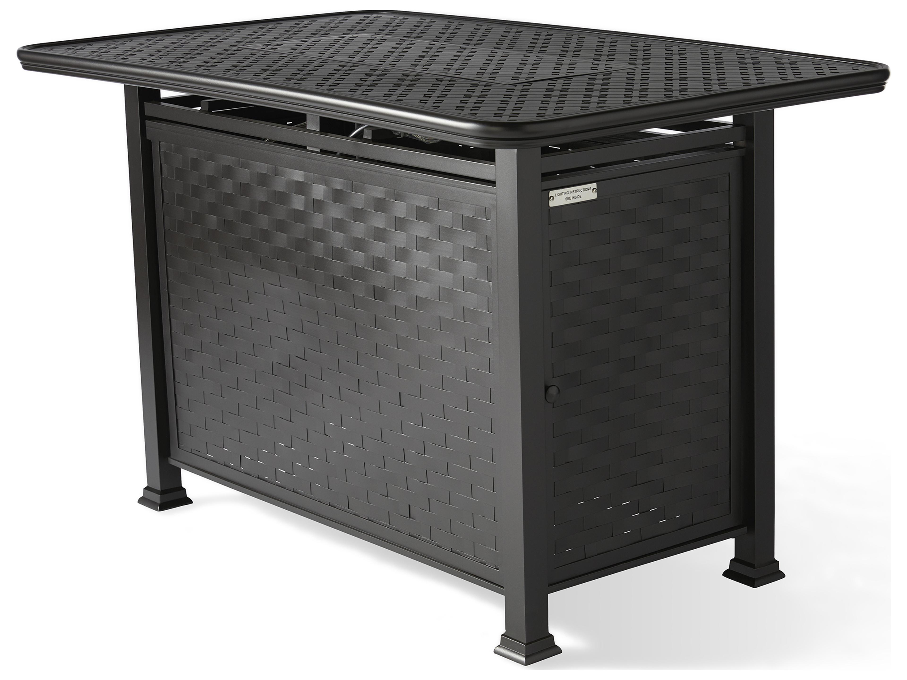 Mallin Cambria Outdoor Patio Fire Pit Tables Cast Aluminum Rectangular Outdoor Patio Fire Pit Table