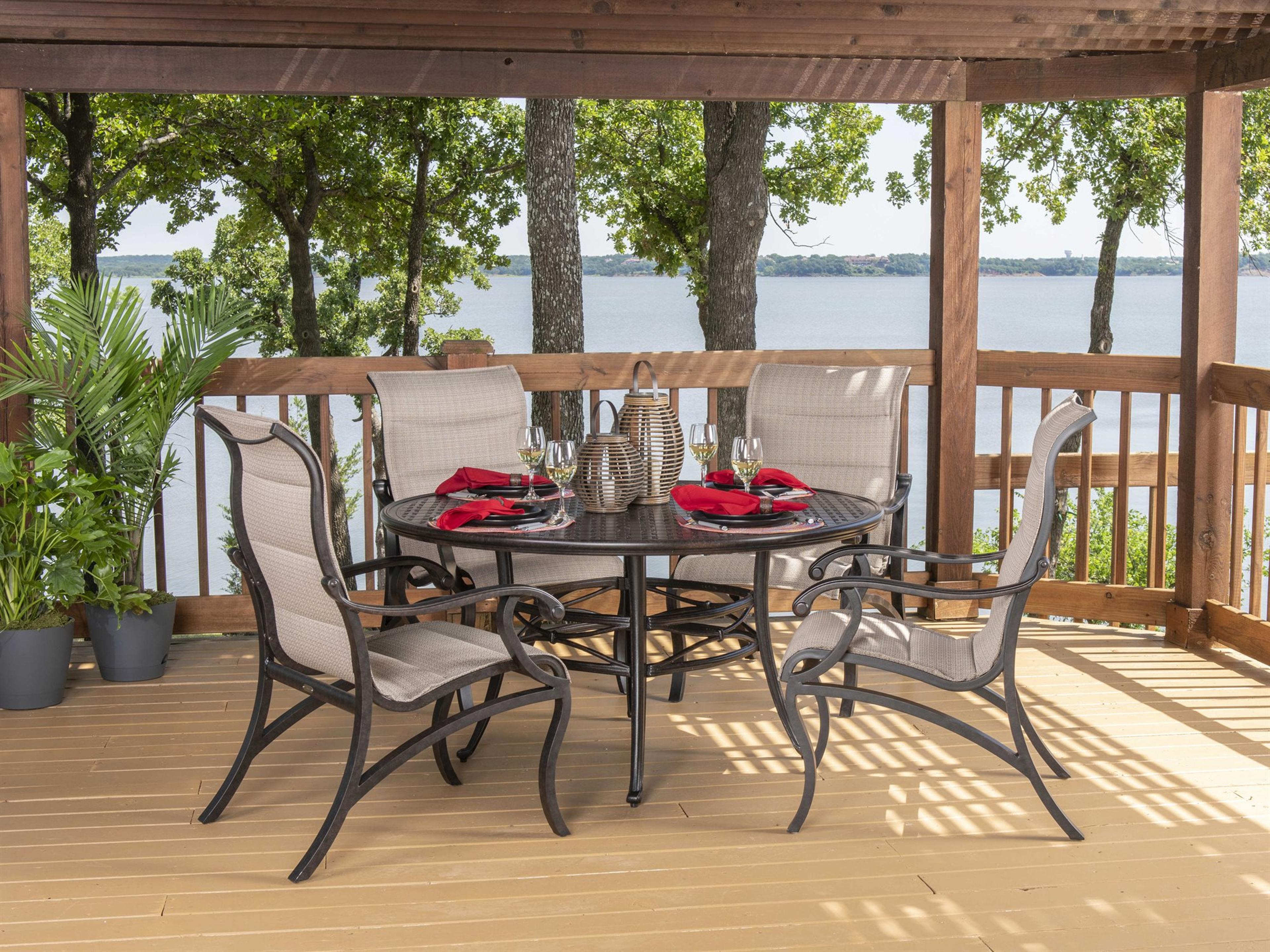 Mallin Volare Padded Sling Cast Aluminum Outdoor Dining Set