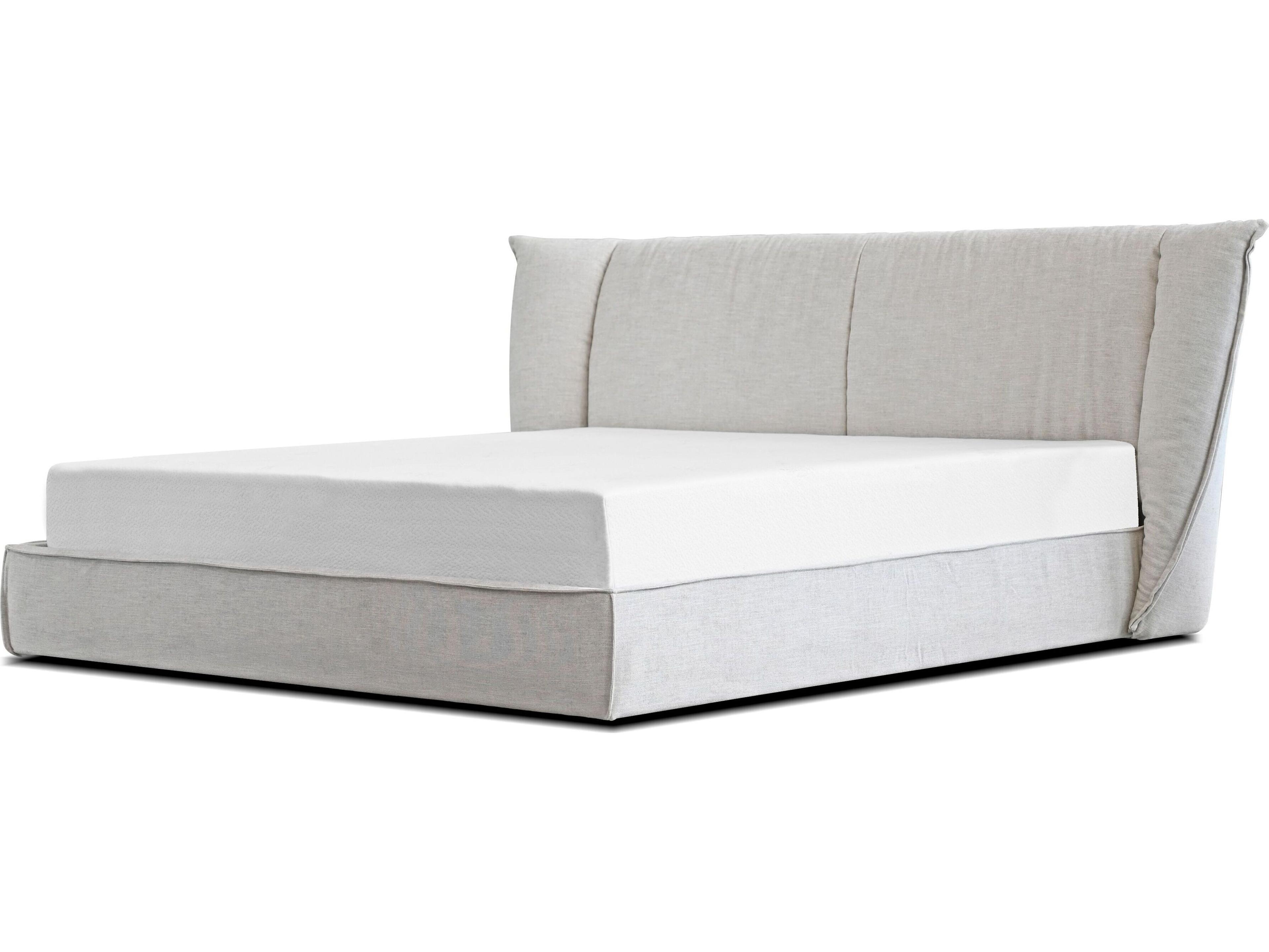 Mobital Aviator Almond Fabric Beige Pine Wood Upholstered Queen Platform Bed