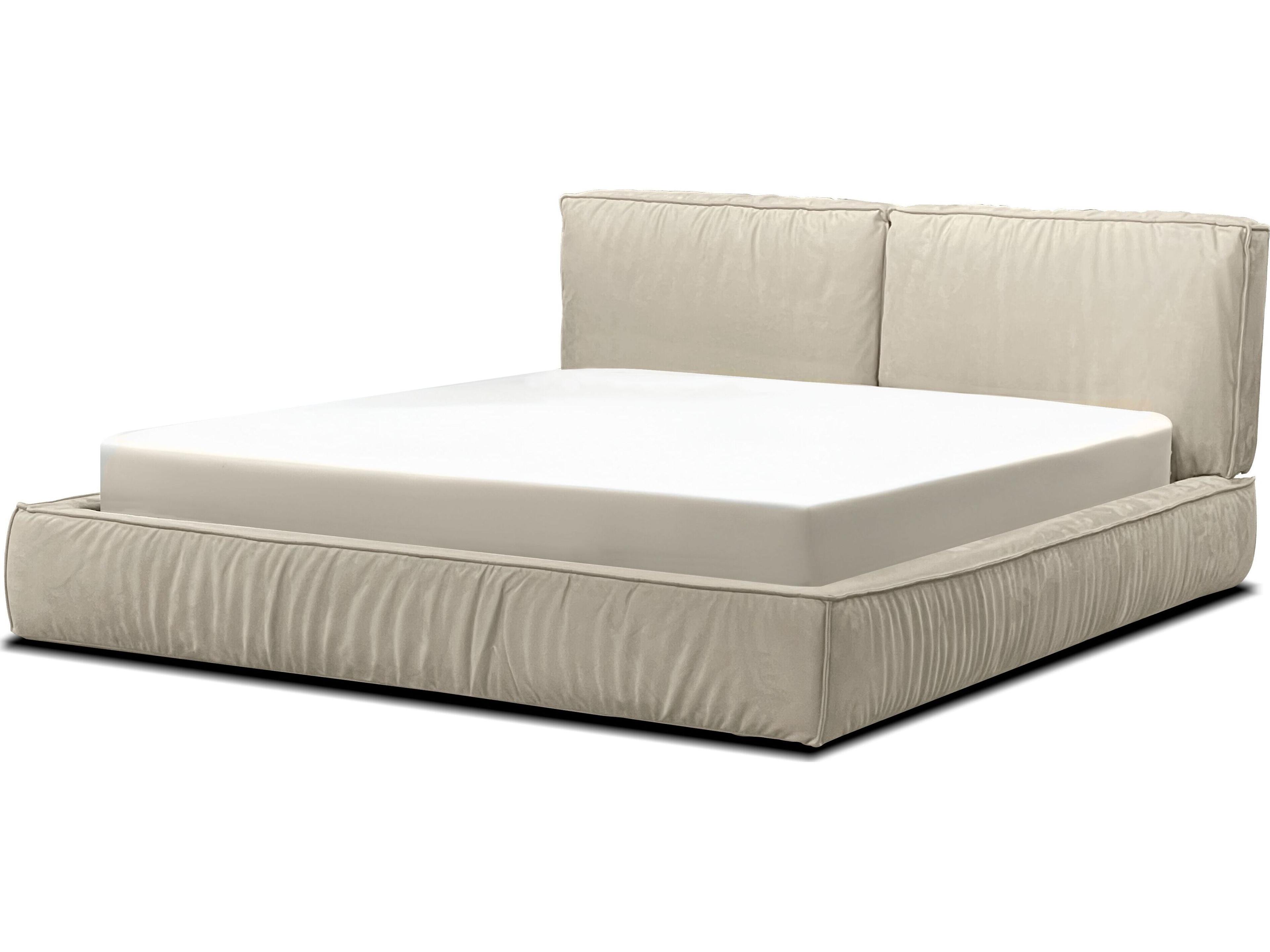 Mobital Brizo Oyster Ultrasued Upholstered Queen Platform Bed