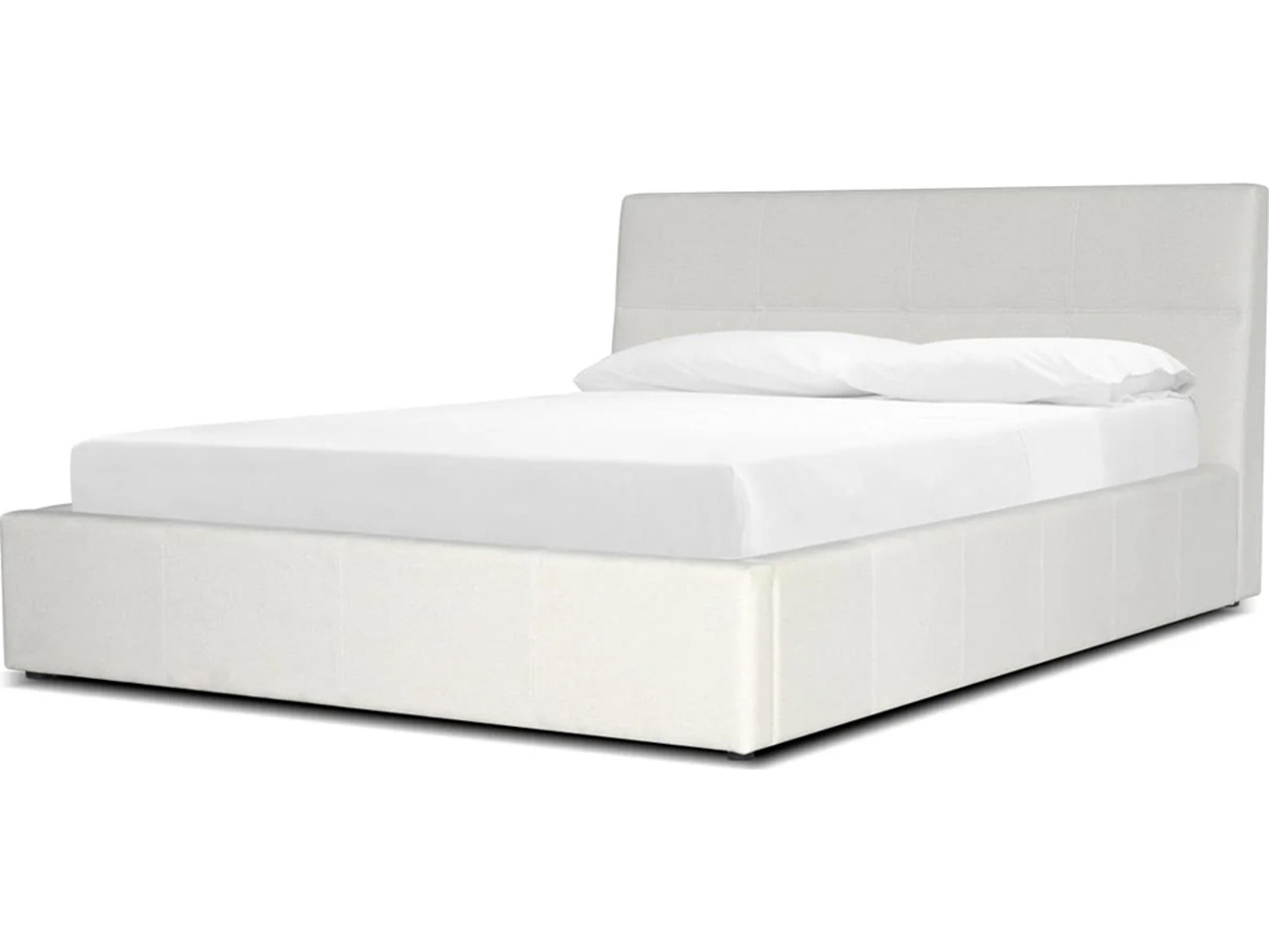 Mobital Reve Gray Pine Wood Upholstered Queen Platform Bed