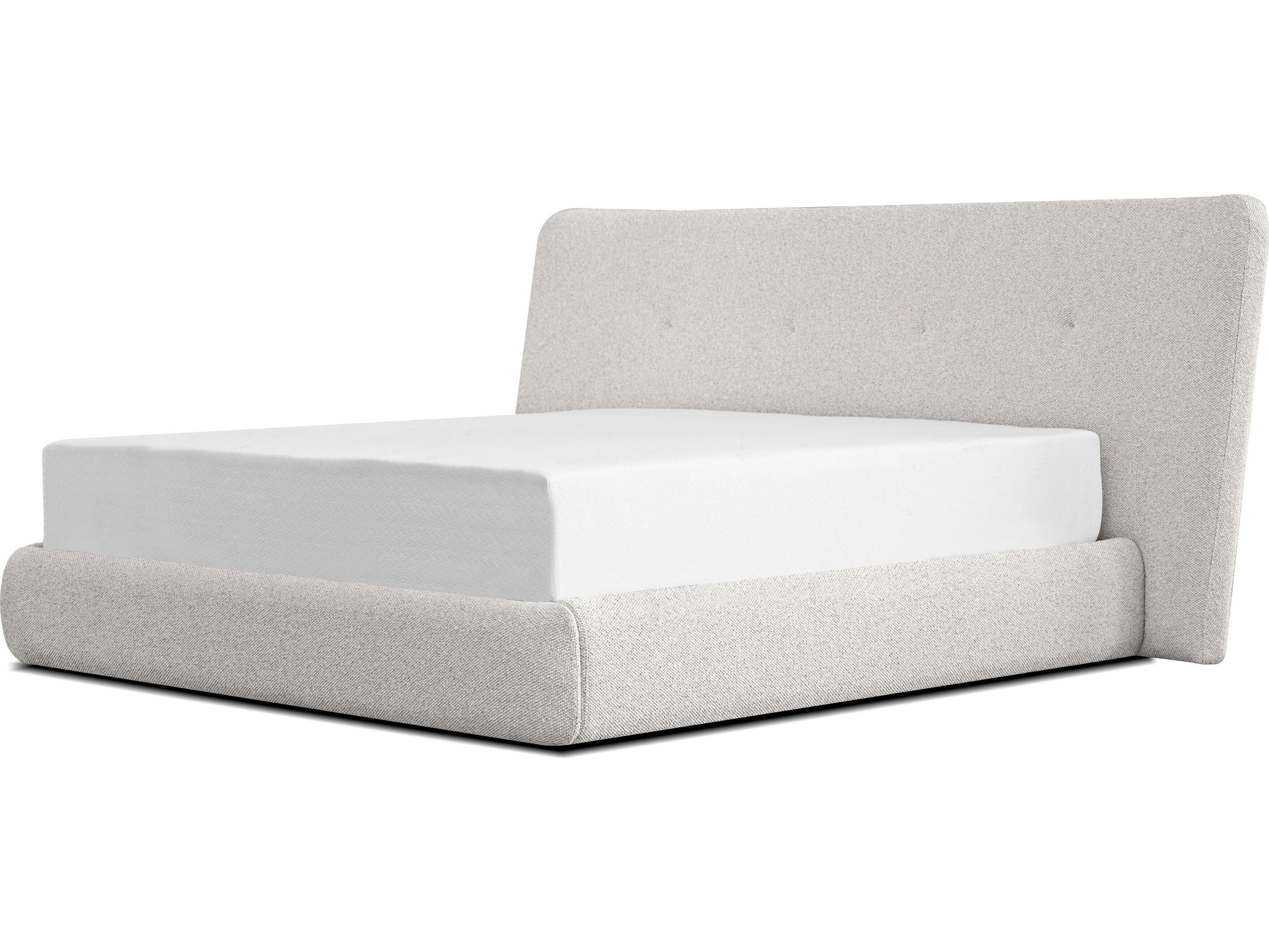 Mobital Sensu Gellar Marble Nubbly Fabric Gray Pine Wood Upholstered Queen Platform Bed