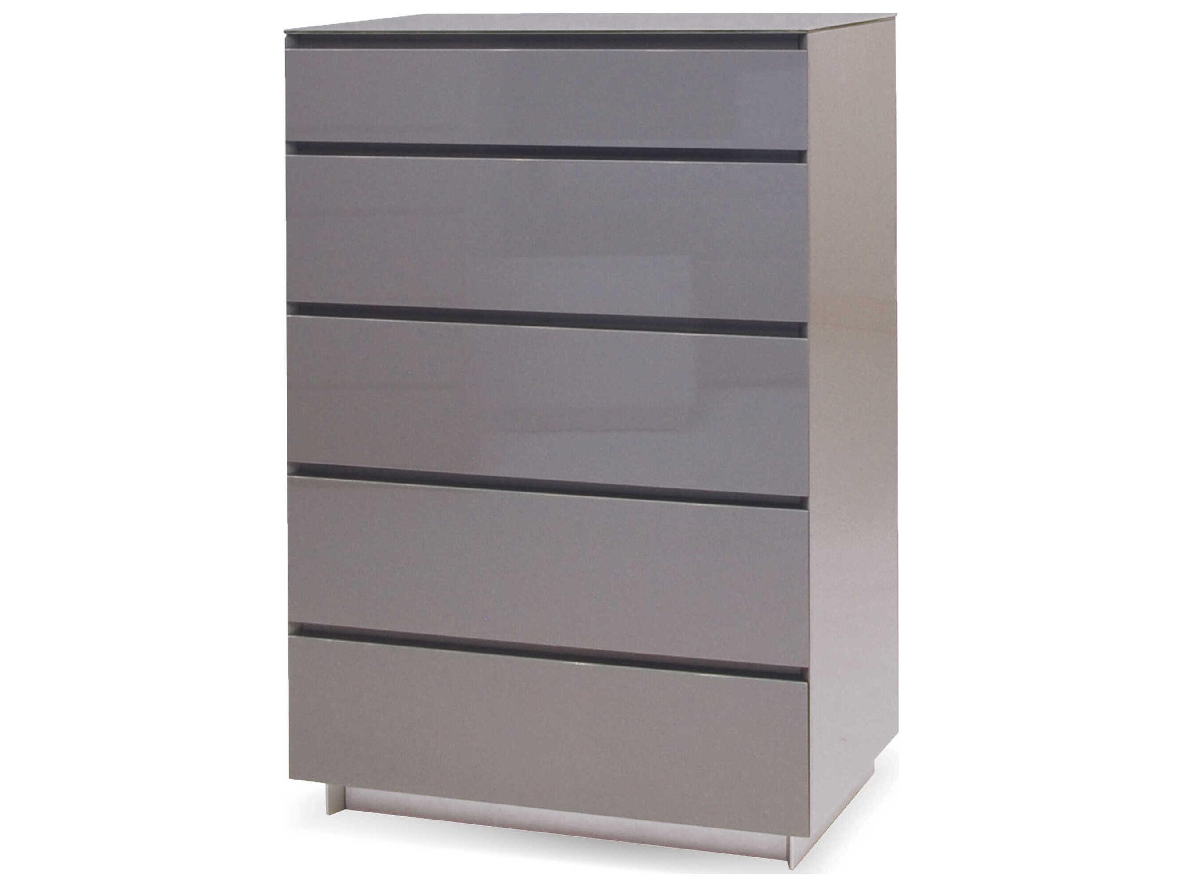 Mobital Savvy 5-Drawers High Gloss Light Grey Accent Chest