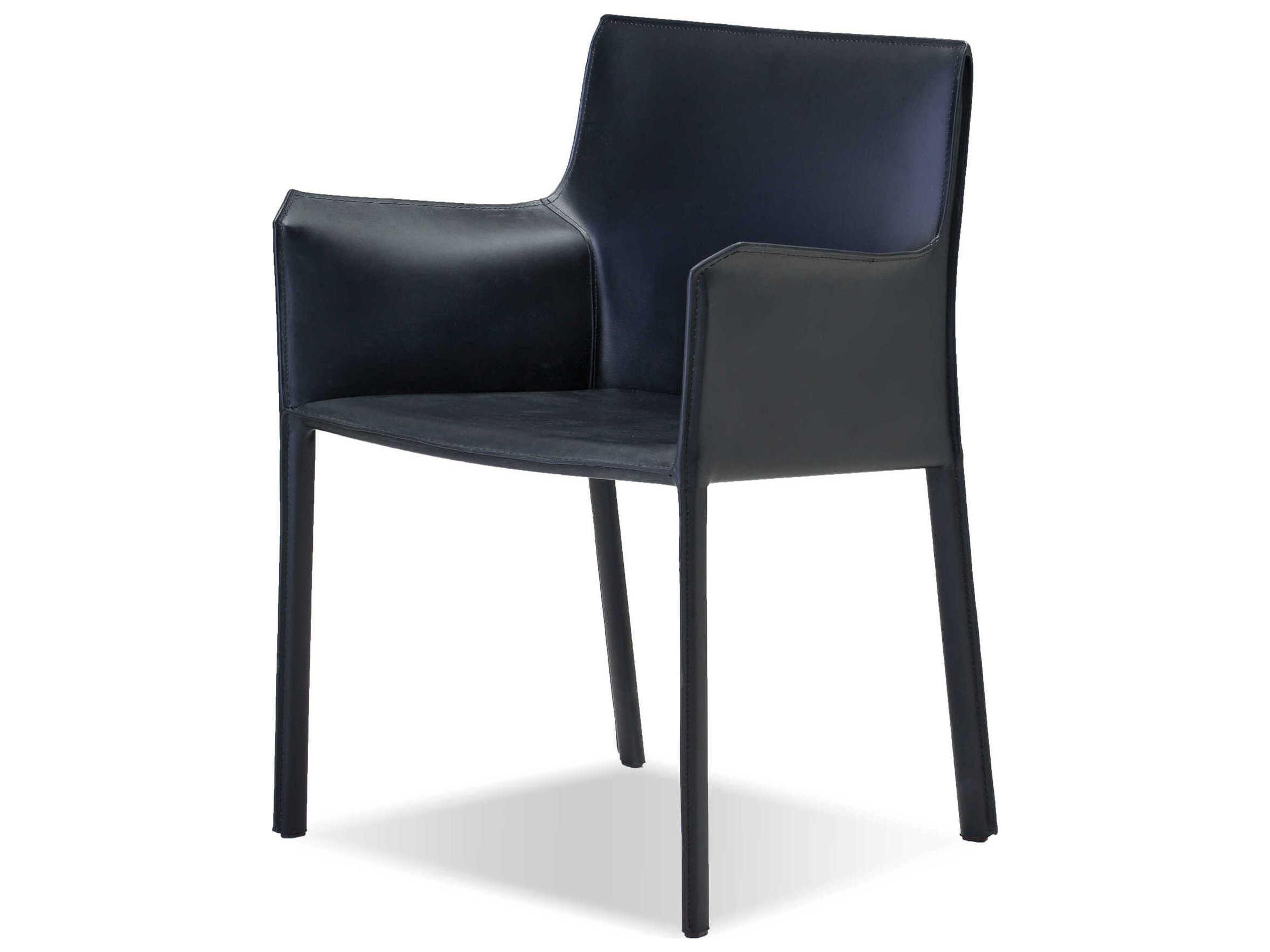 Mobital Fleur Black Faux Leather Arm Dining Chair