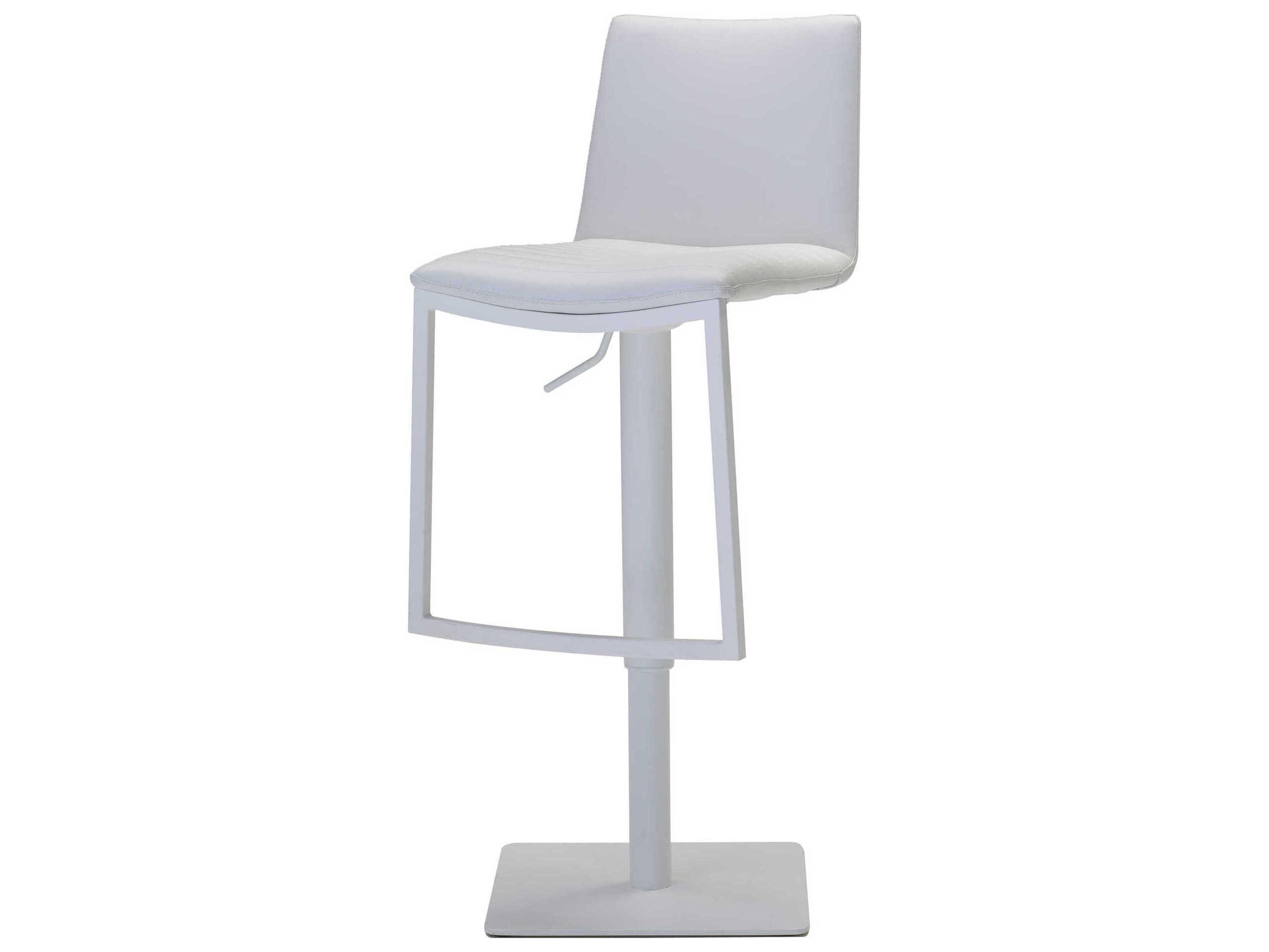 Mobital Raven White Faux Leather Adjustable Bar Stool