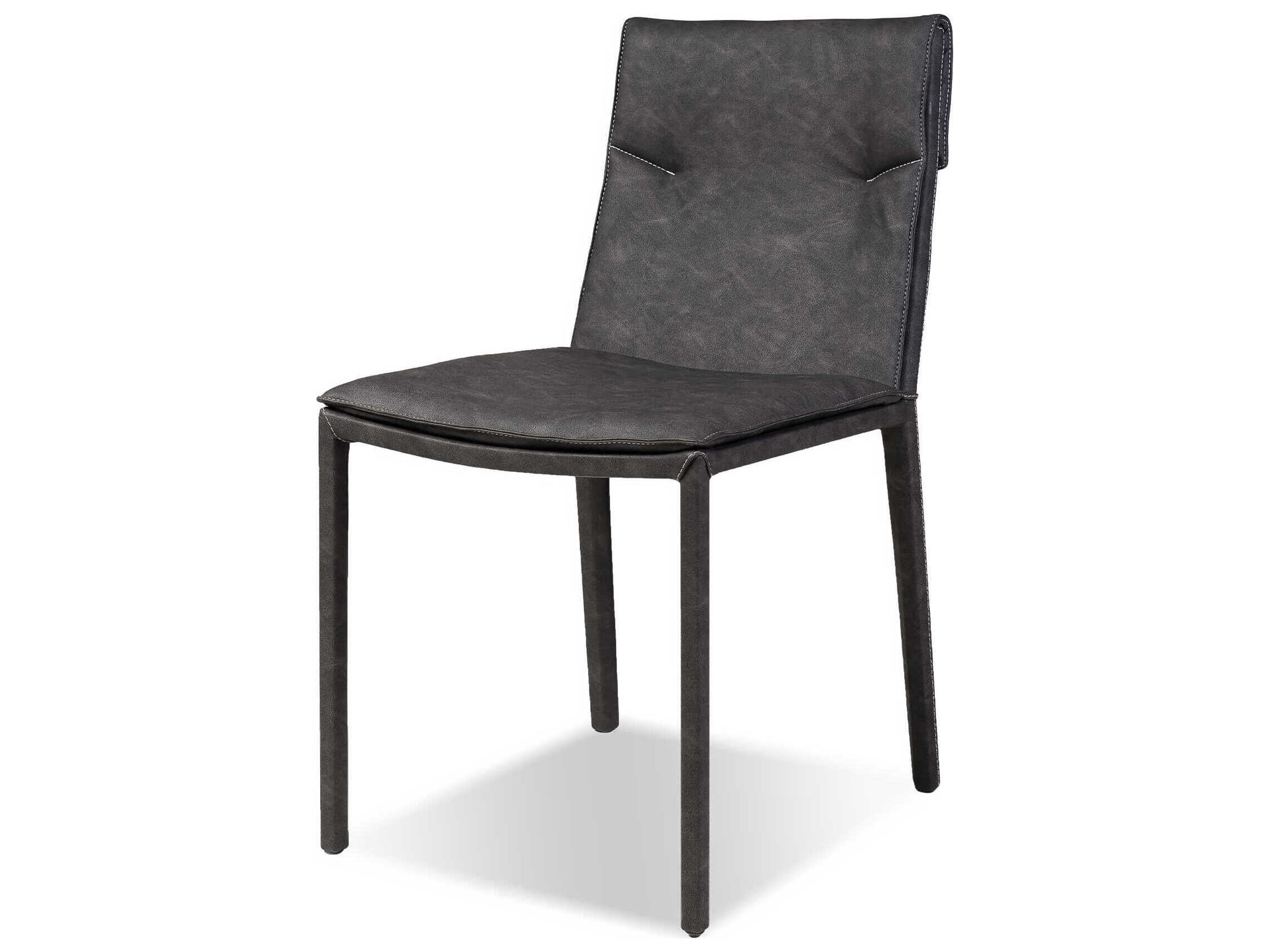 Mobital Harris Leather Gray Upholstered Side Dining Chair