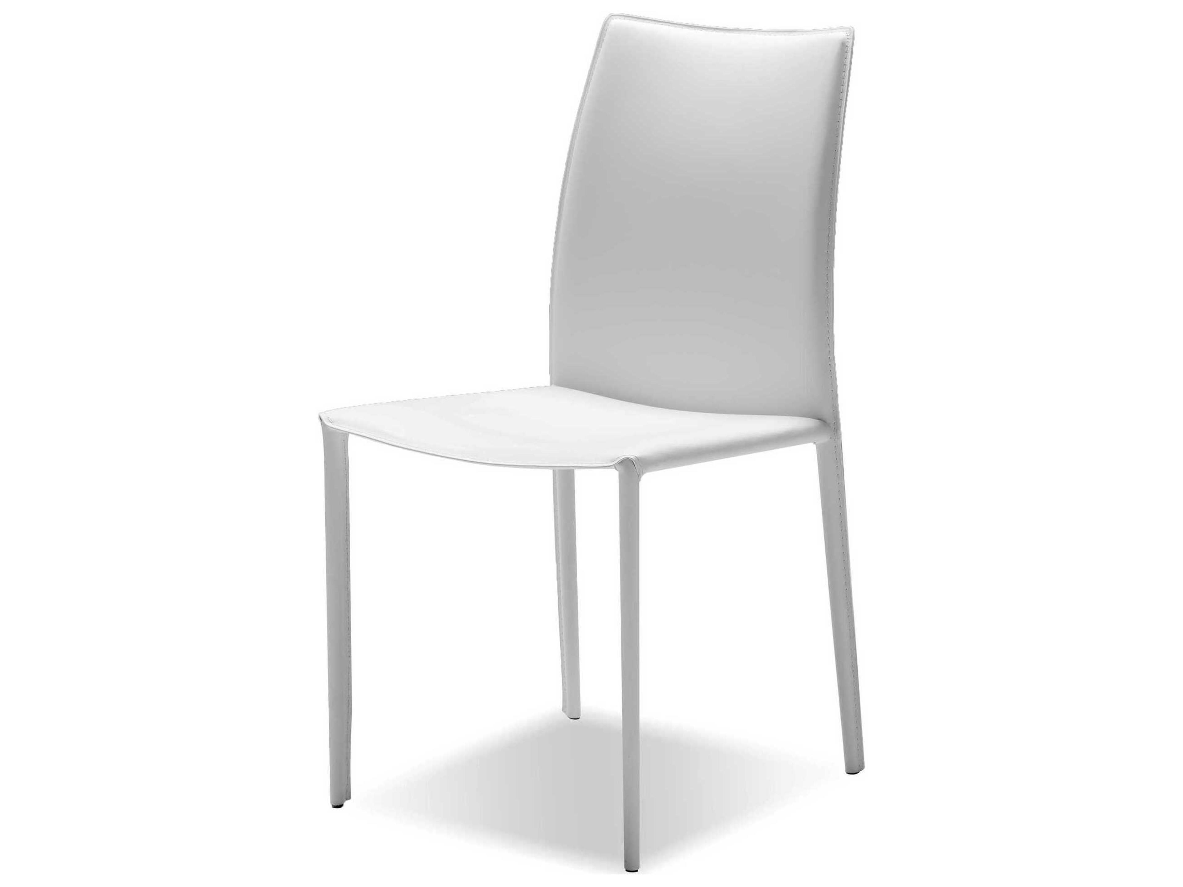 Mobital Zak Leather White Upholstered Side Dining Chair