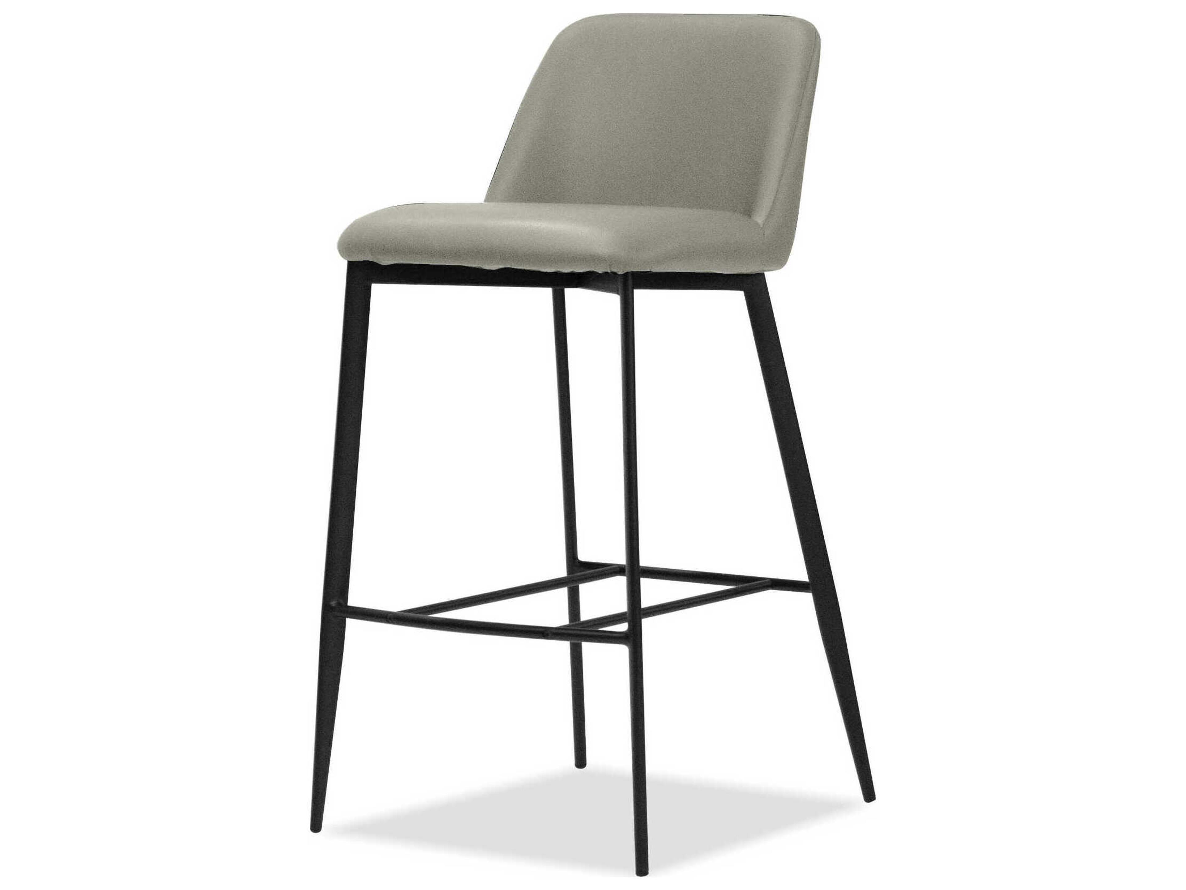 Mobital Seville Taupe Matte Black Faux Leather Counter Stool