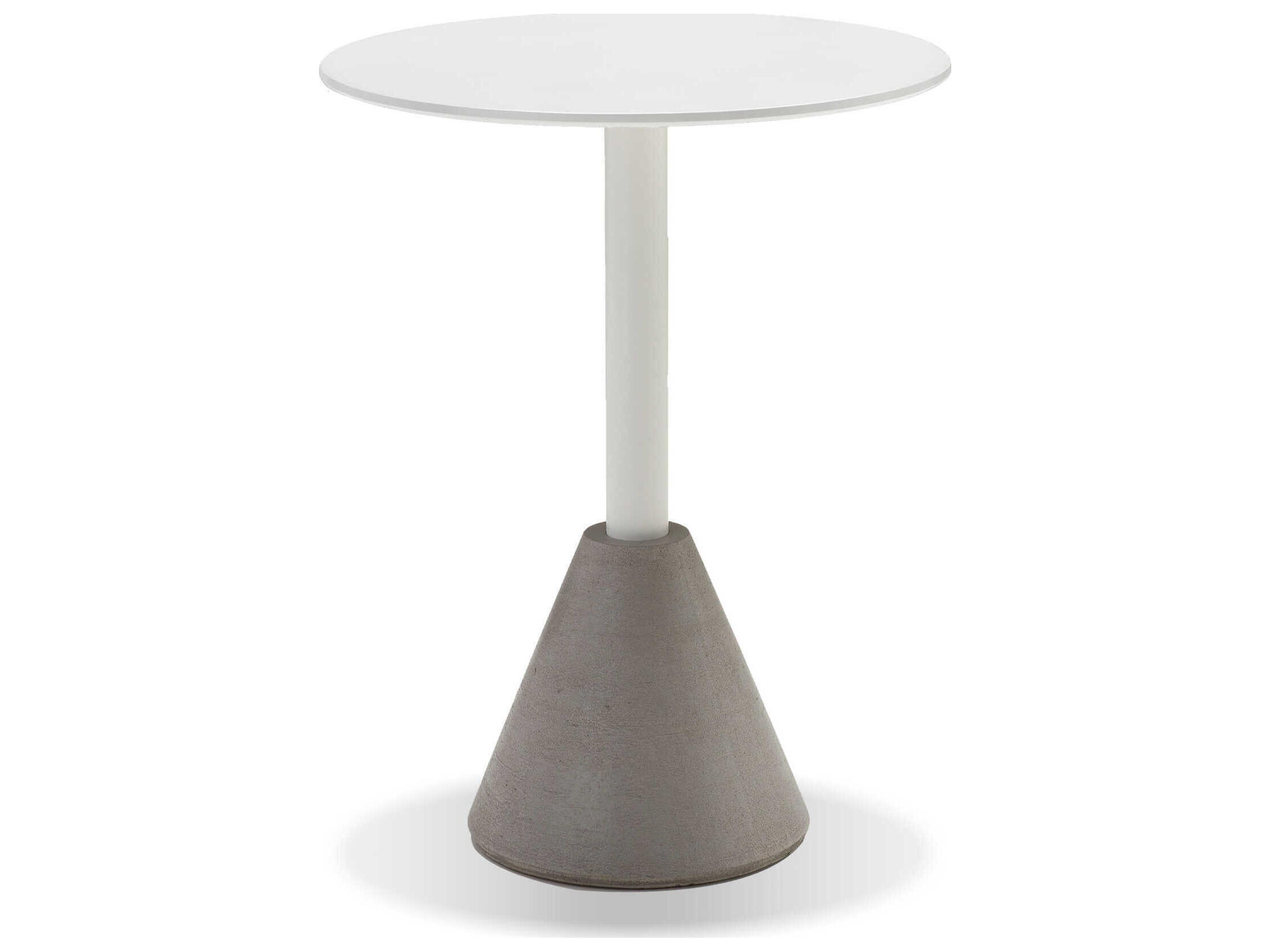 Mobital Cayo Round Metal White Concrete Dining Table