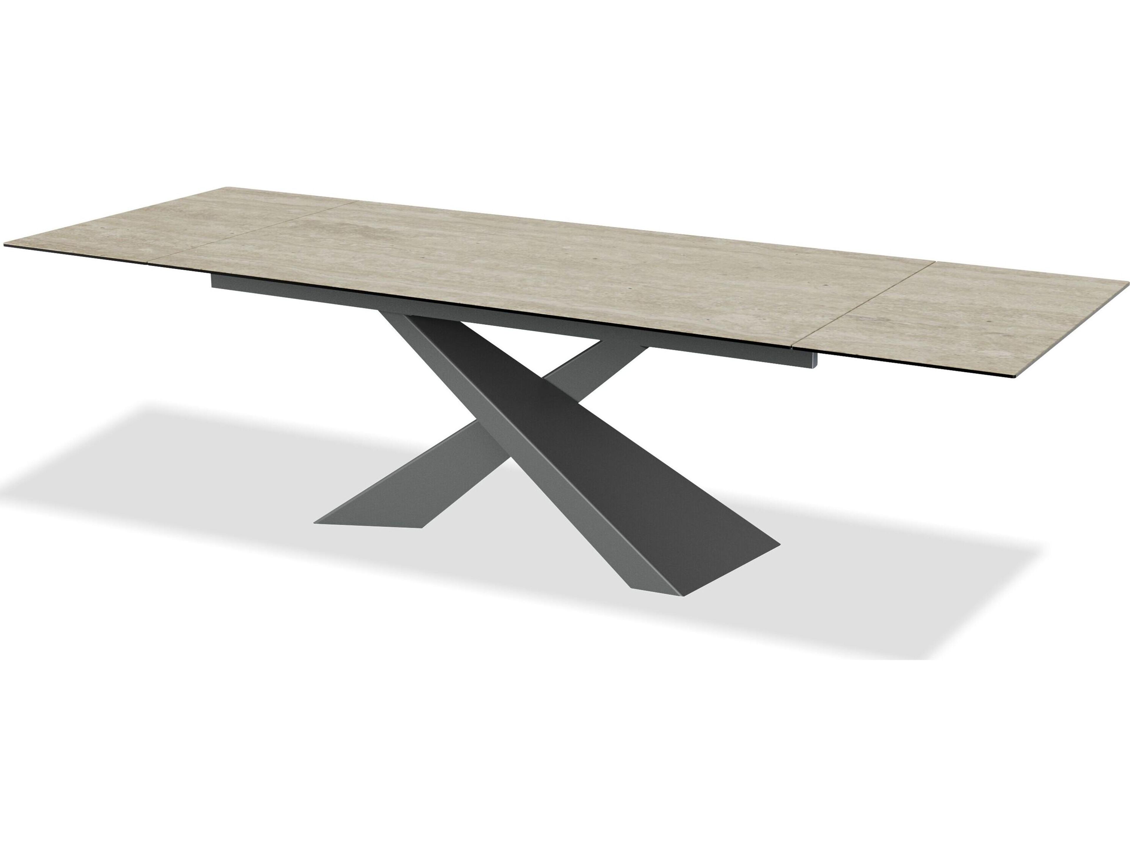 Mobital Century Rectangular Travertino Ceramic Top Dining Table