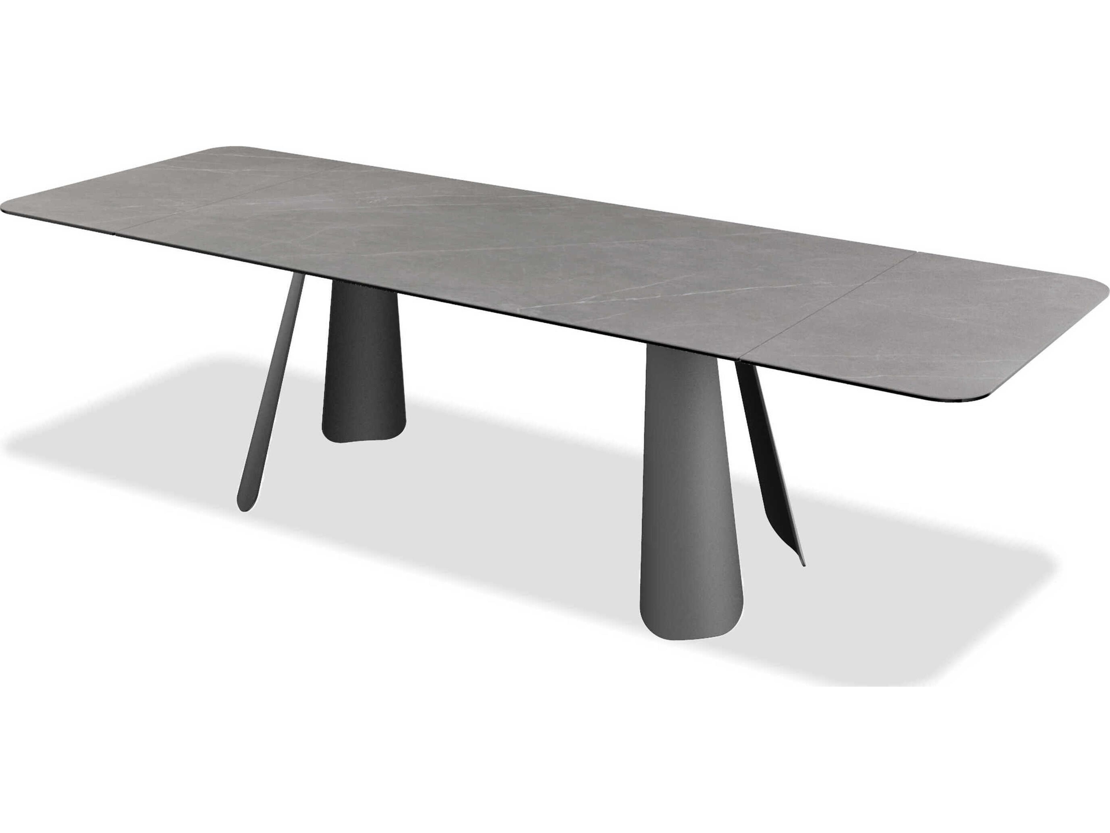 Mobital Palazzo Rectangular Grey Ceramic Black Dining Table