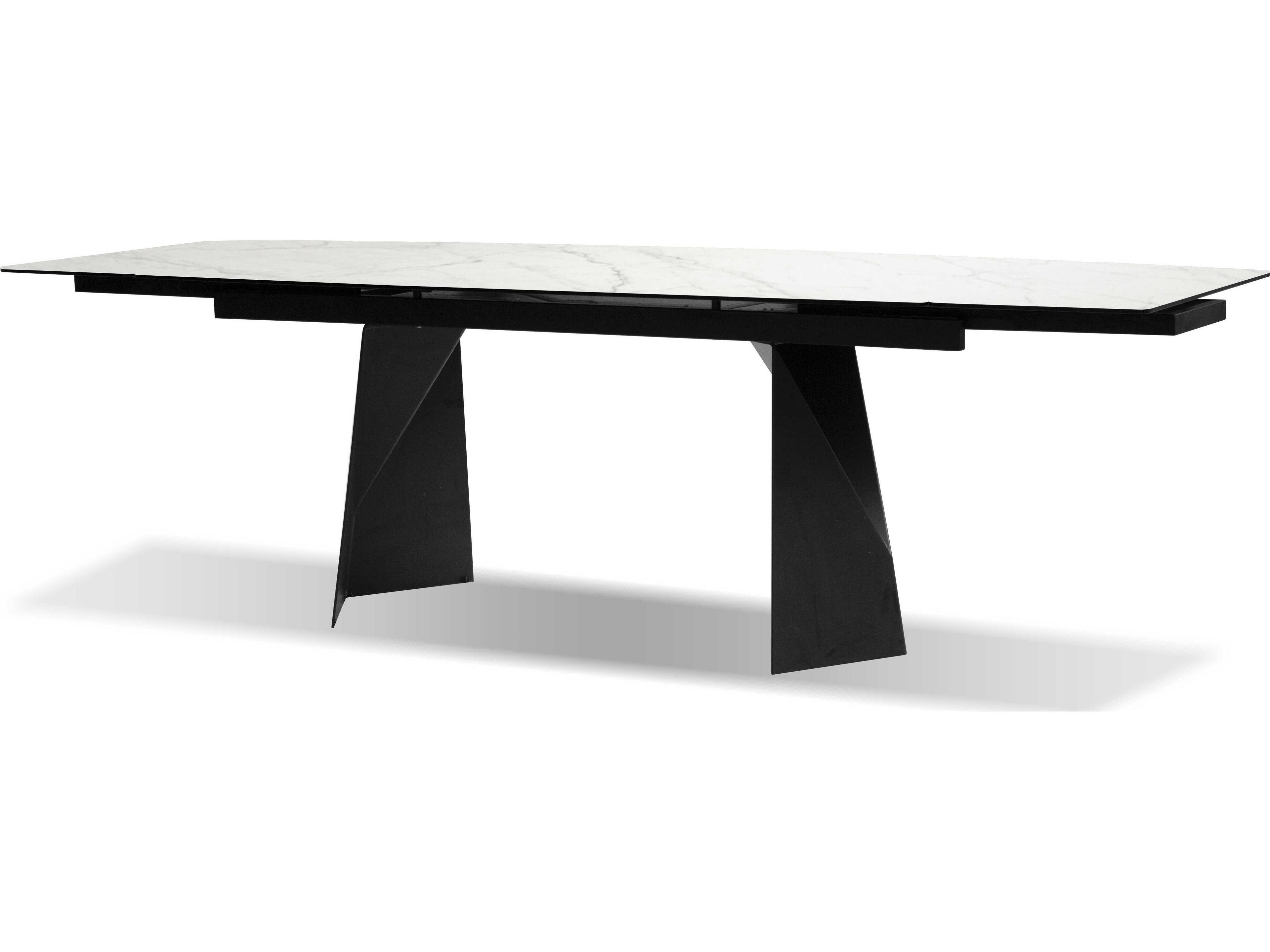 Mobital Prism Rectangular White Carrera Ceramic Black Dining Table