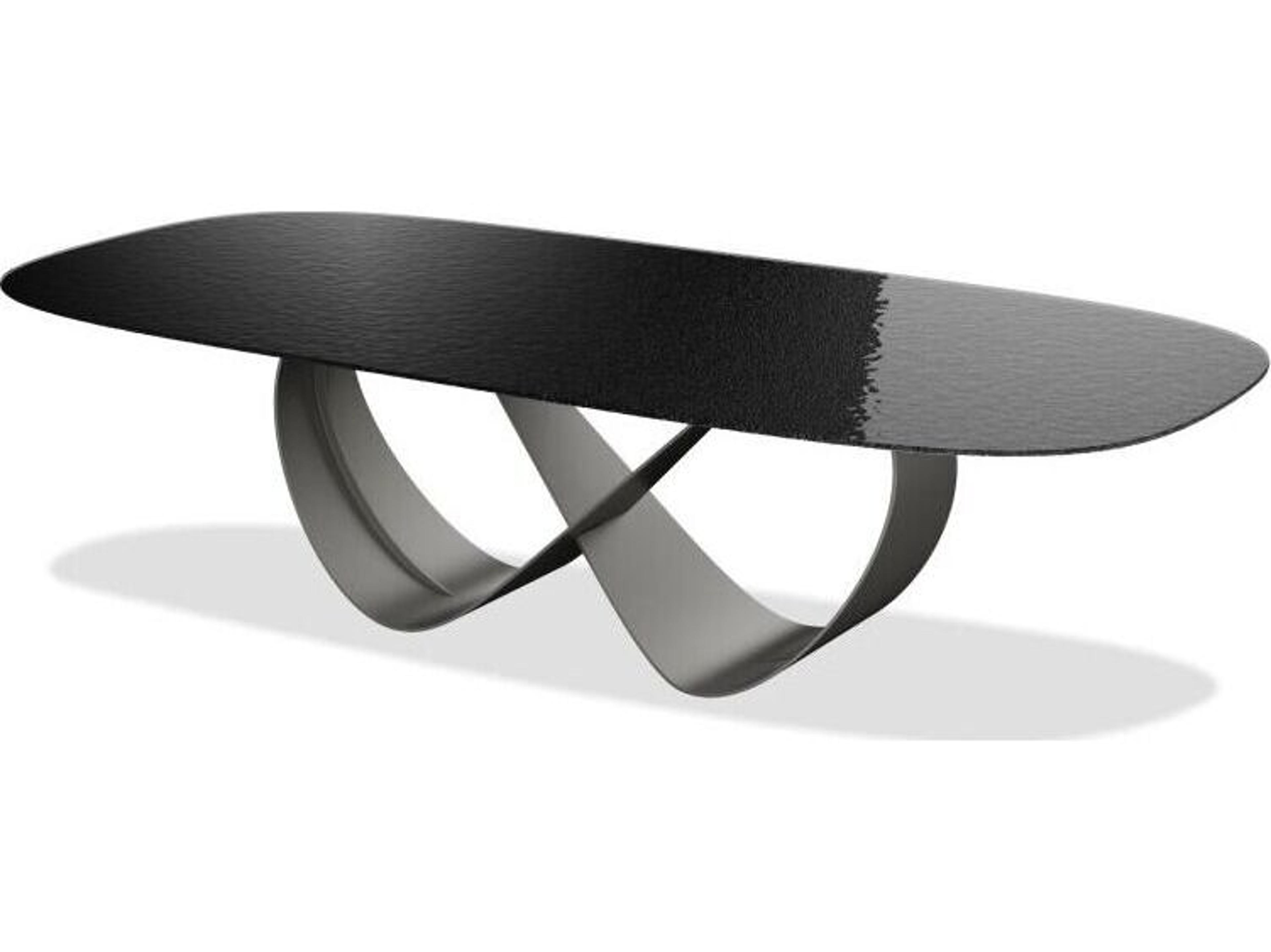 Mobital Wave 110 110" Oval Black Modern Melt Glass Dining Table