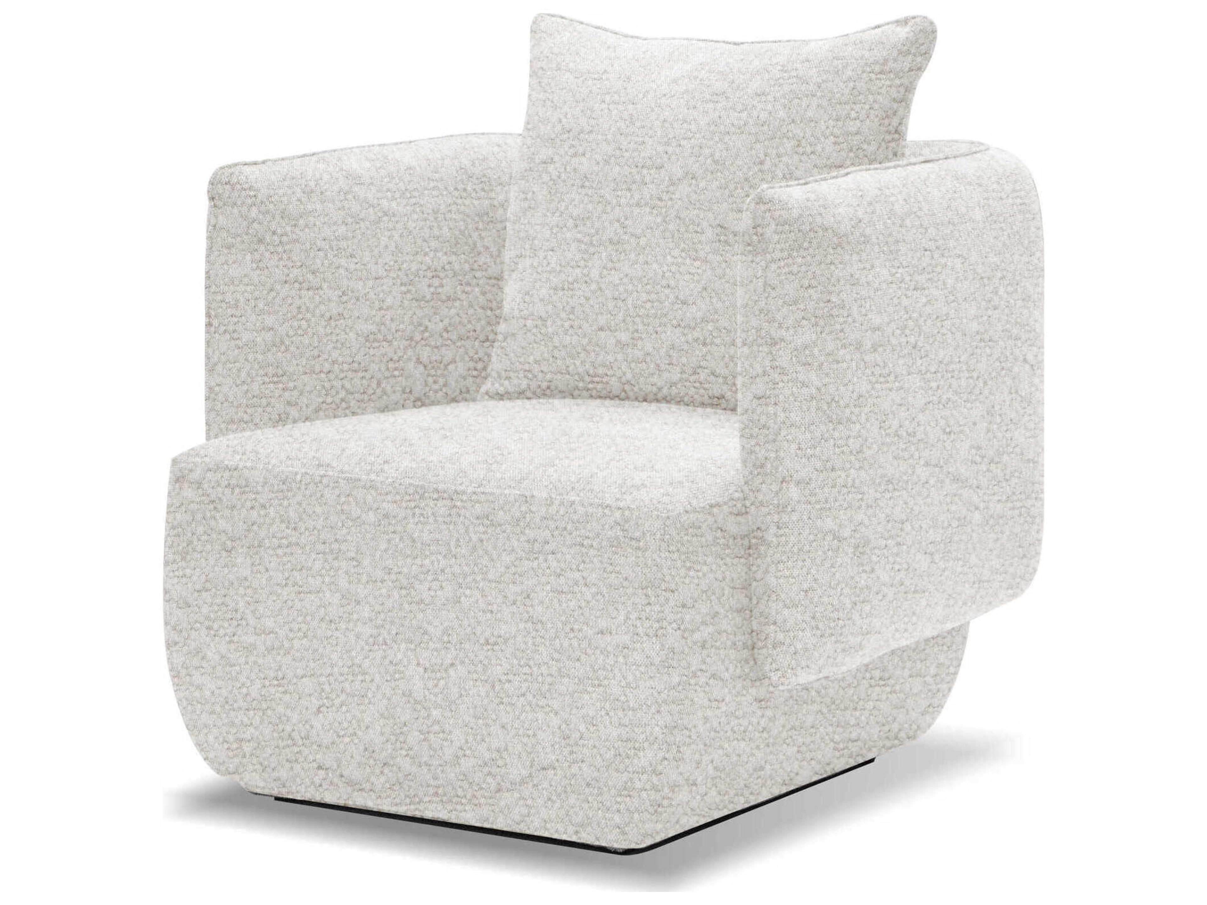 Probe Swivel White Fabric Accent Chair