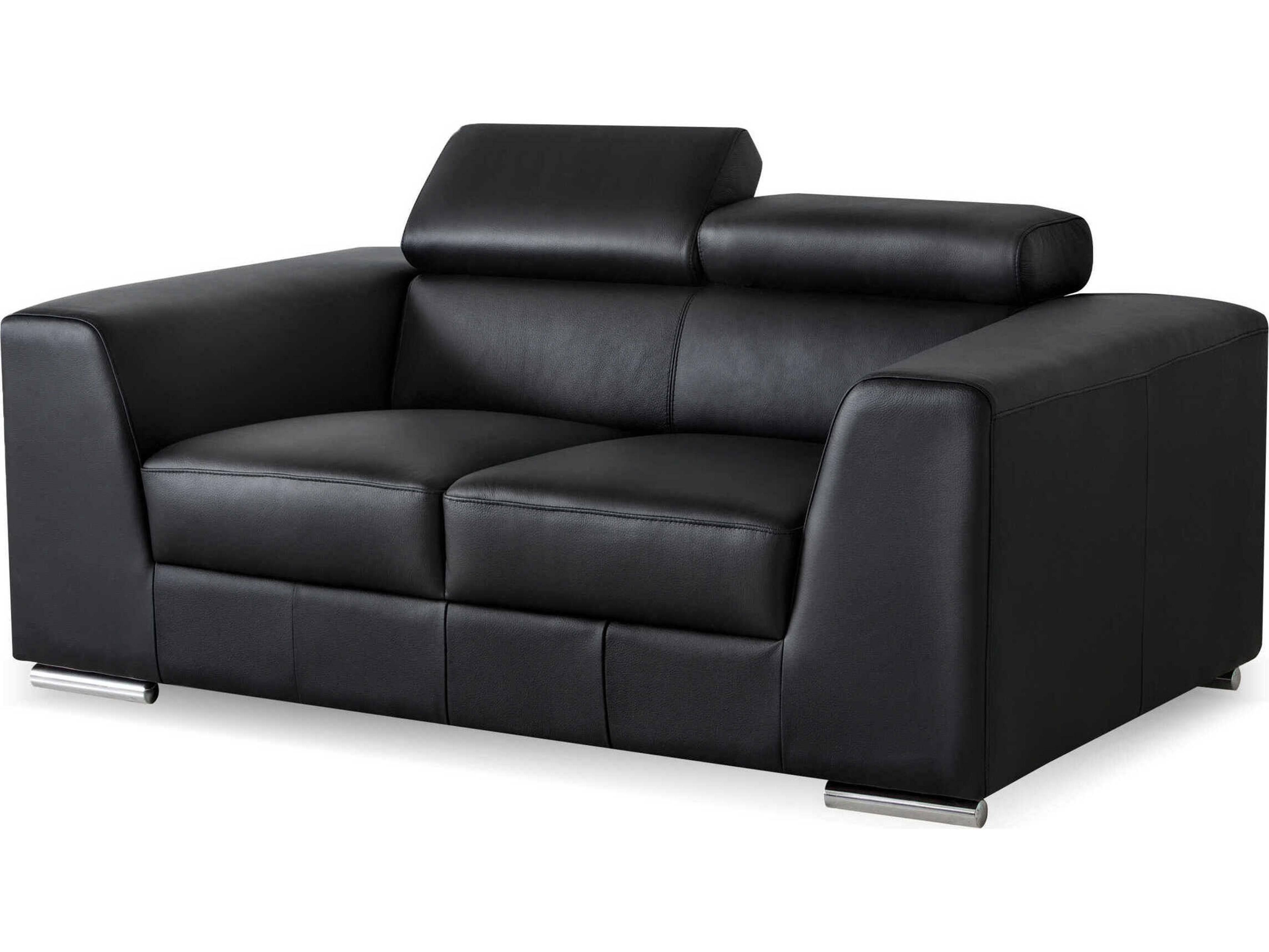 Mobital Icon Black Leather Loveseat