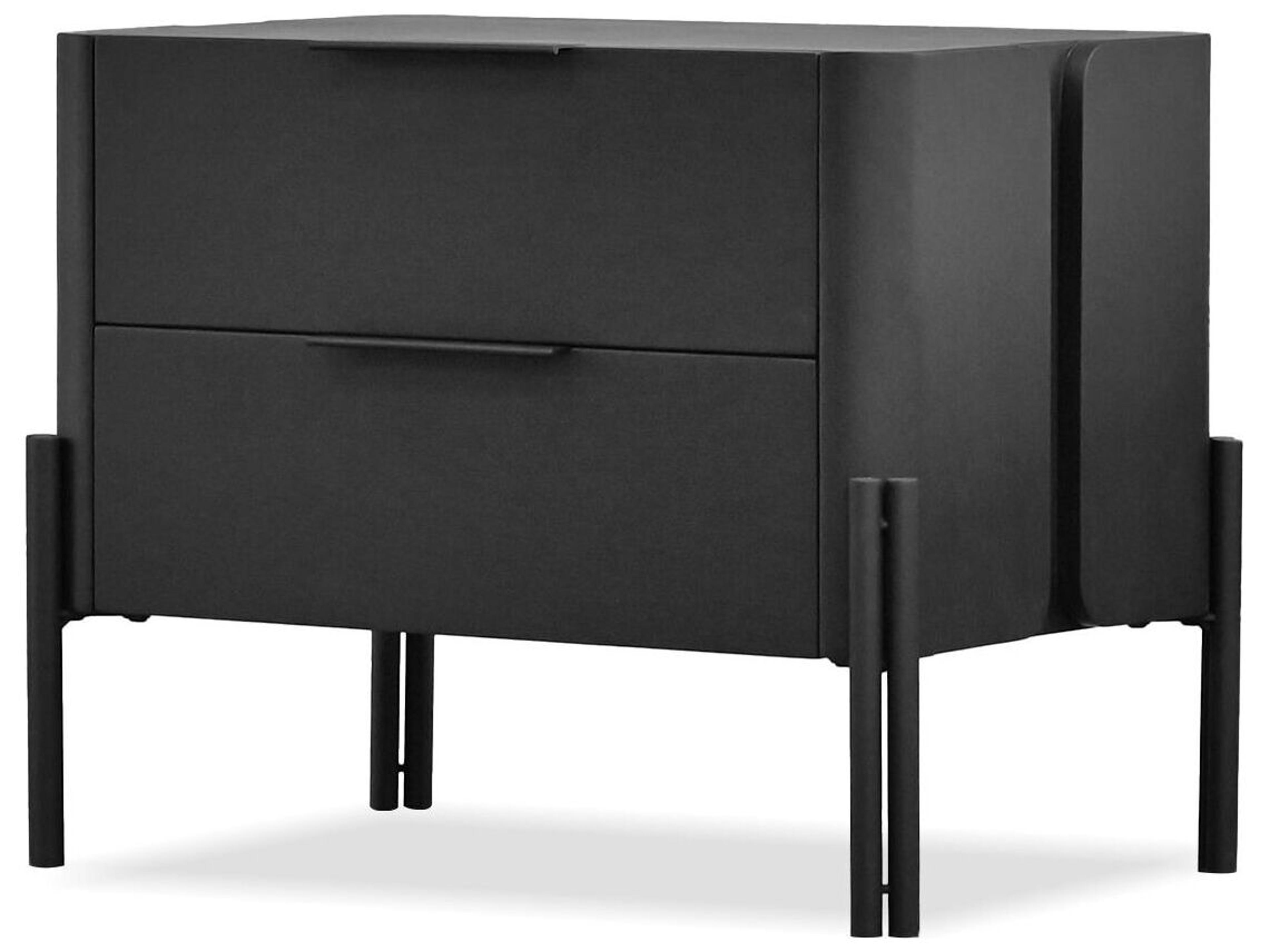 Mobital Nori 2-Drawers Black Oak Wood Nightstand