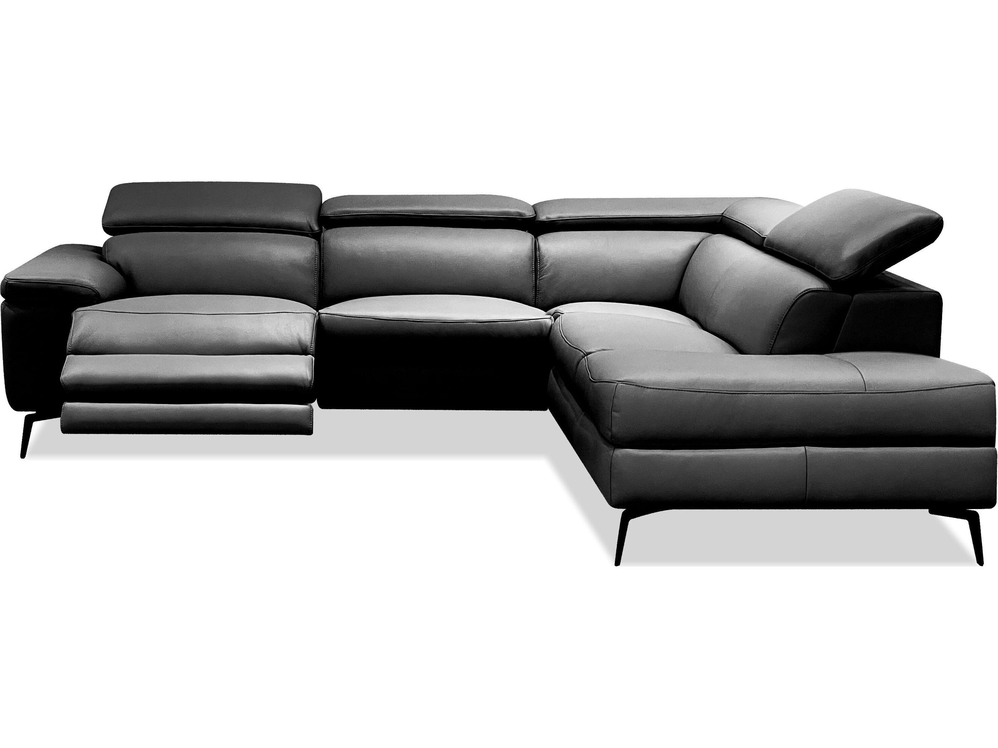 Mobital Camello Black Leather Sectional Sofa