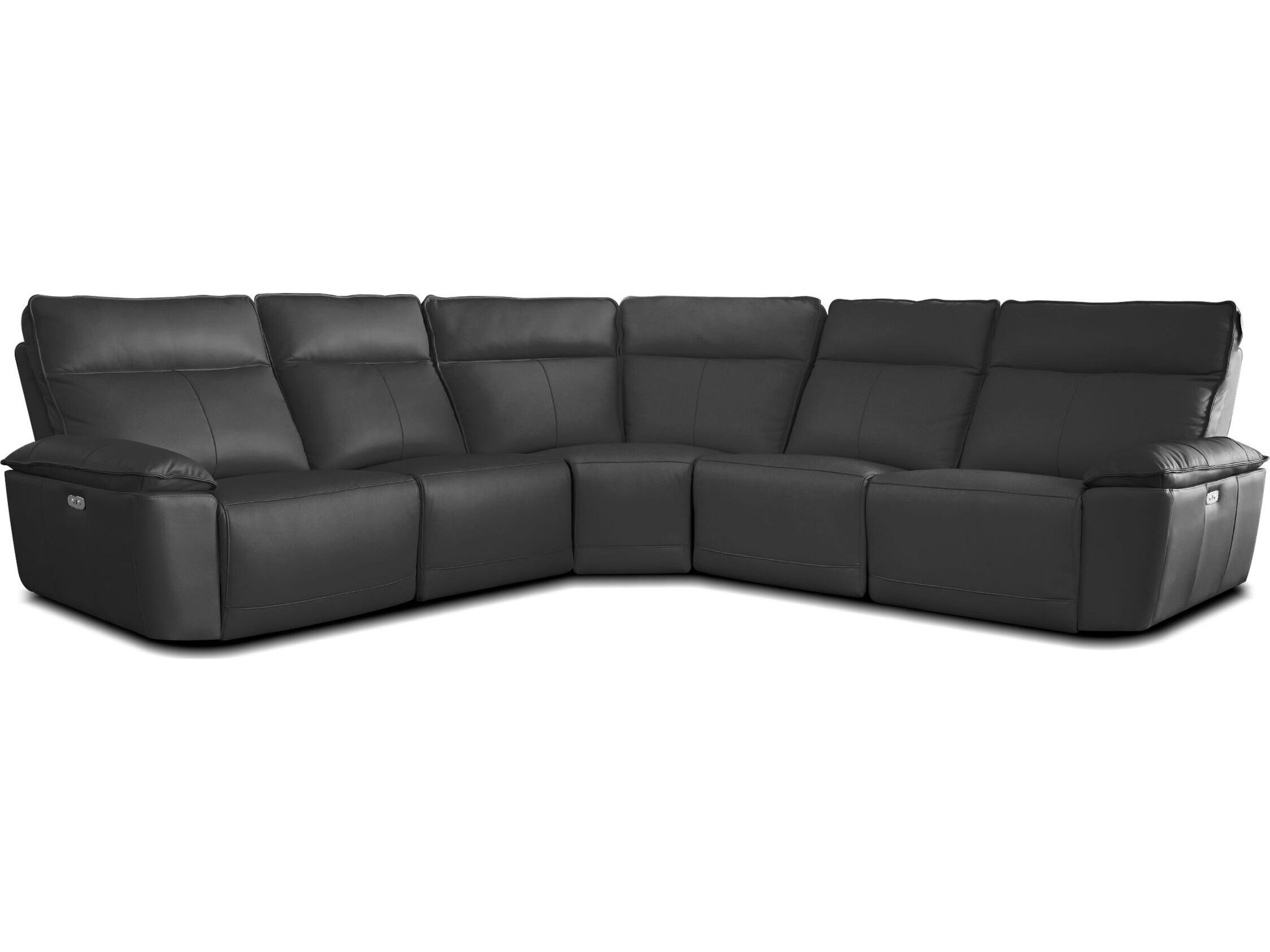 Mobital Teatro Black Leather Sectional Sofa