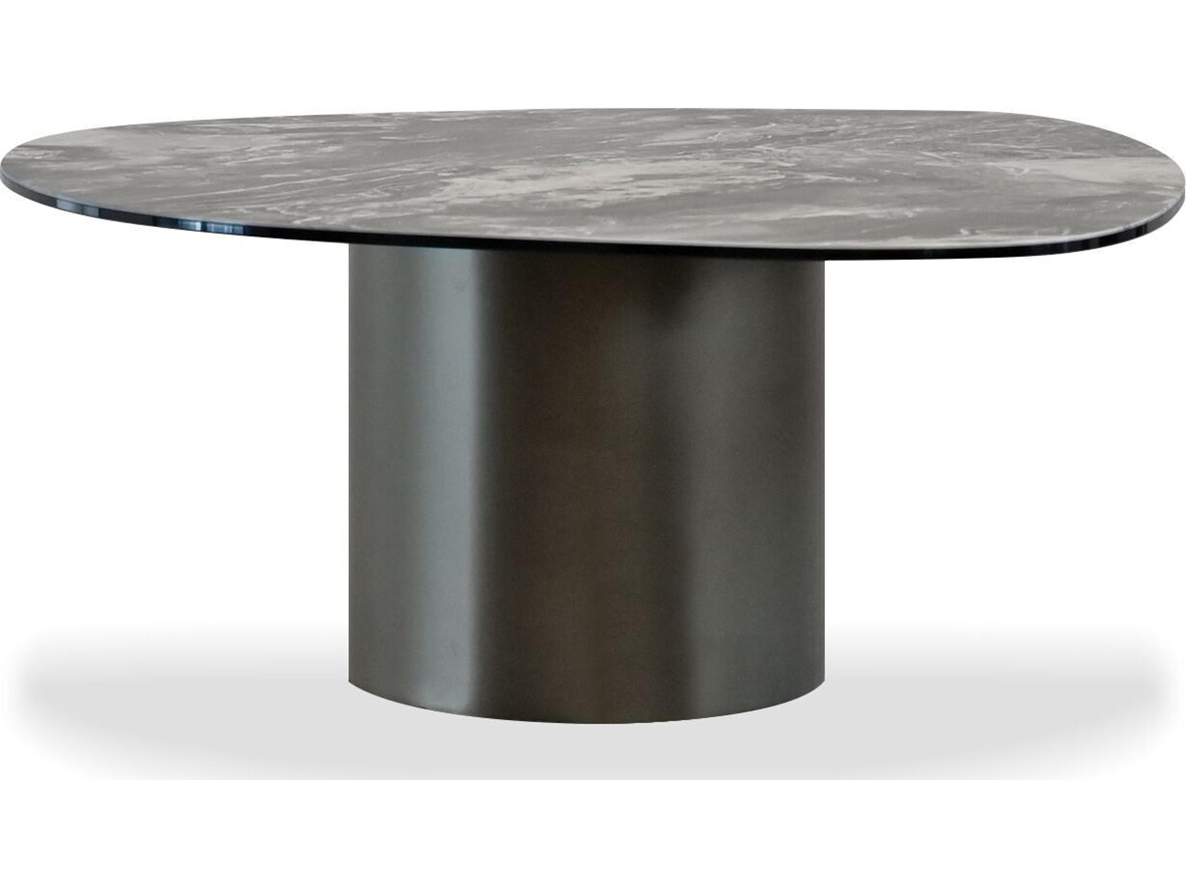Mobital Argon Oval Fantasia Marrone Metallo Ceramic Top Coffee Table