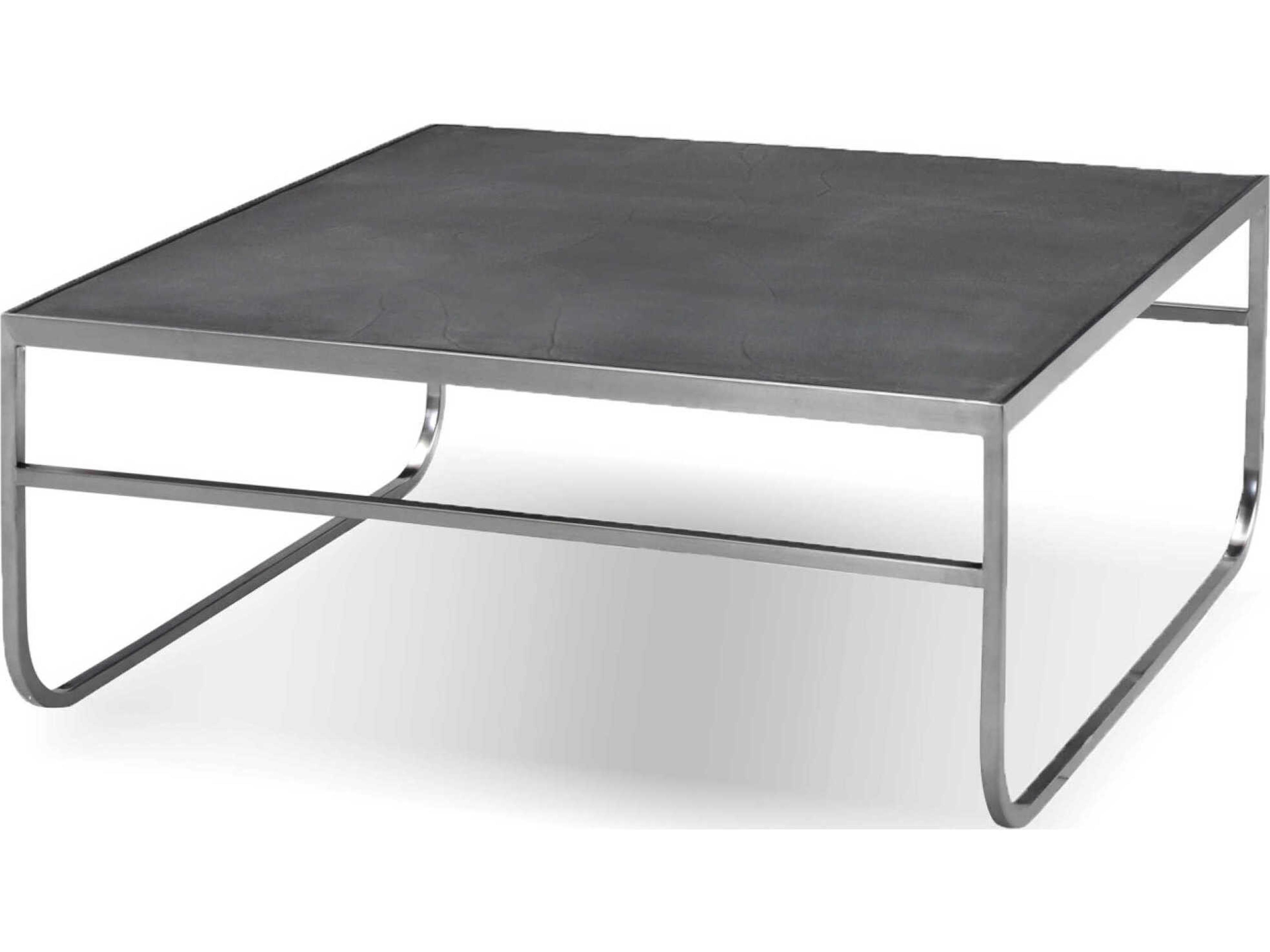 Mobital Crete Square Concrete Brushed Stainless Steel Coffee Table