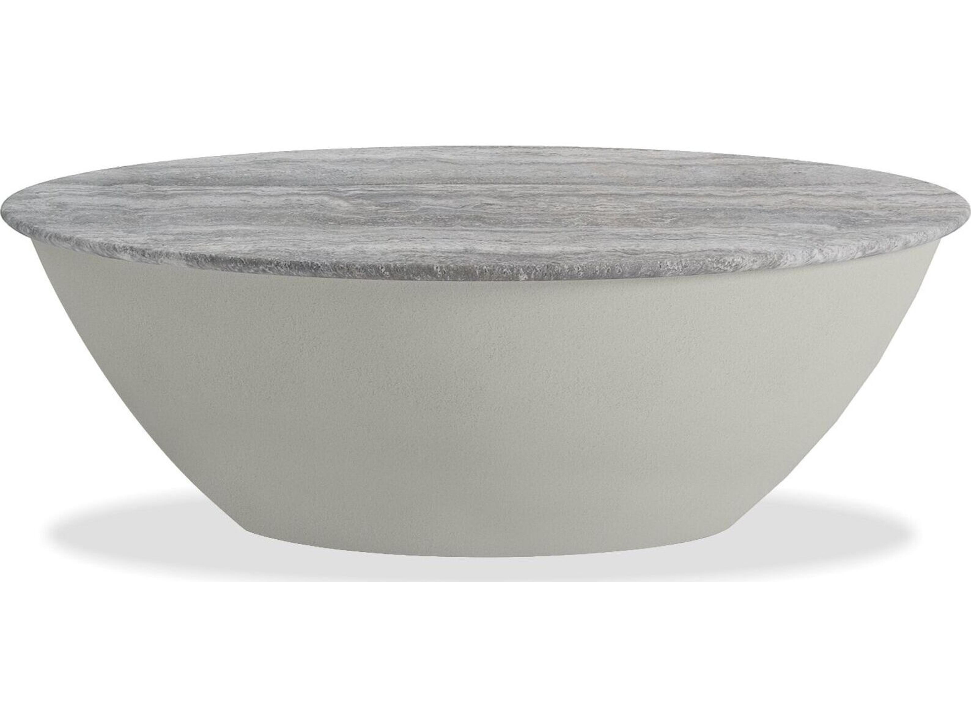 Mobital Eave Round Silver Grey Travertine Marble Top Coffee Table