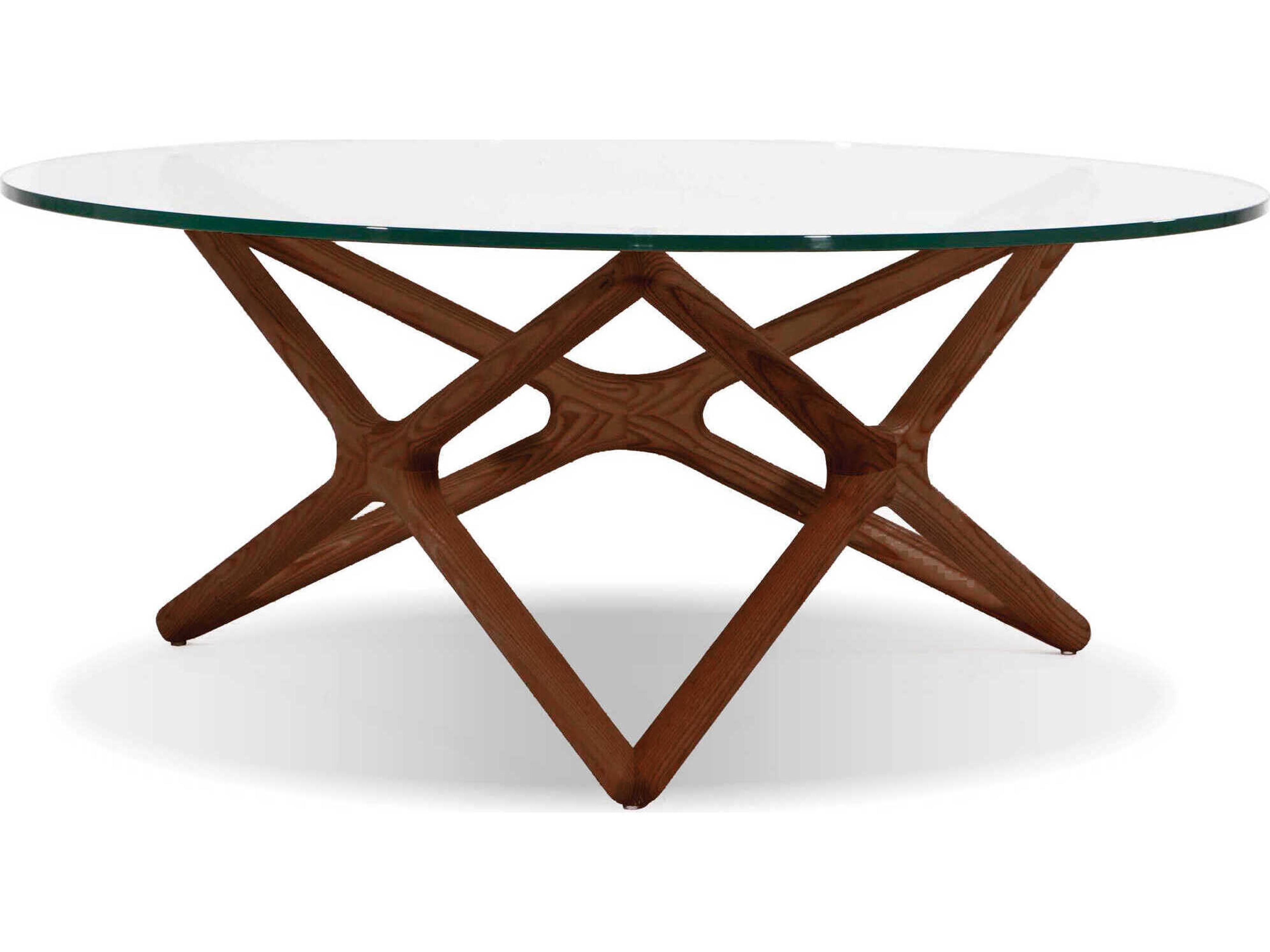 Mobital Quasar Round Glass Stained Walnut Coffee Table