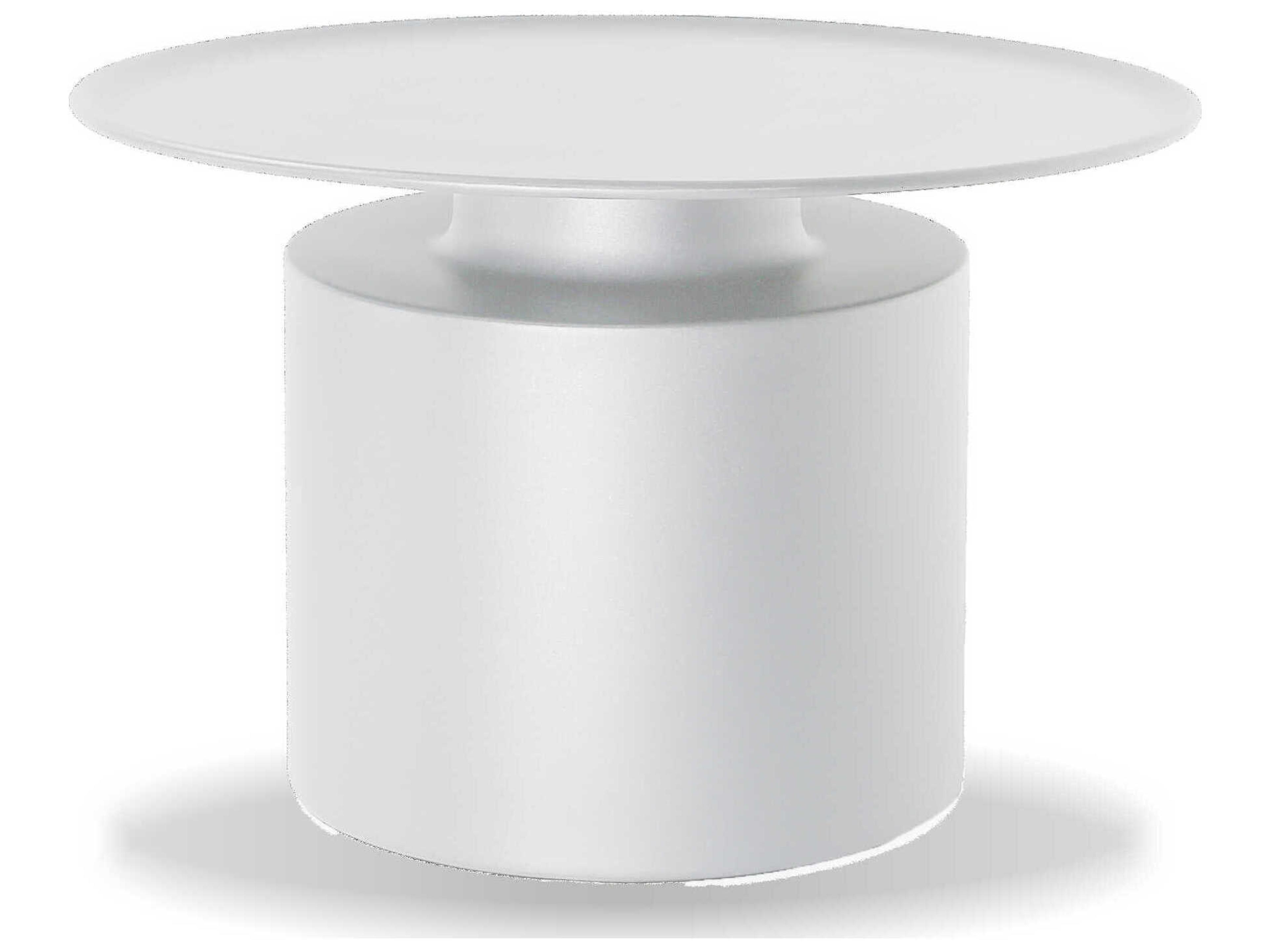 Mobital Rook Round Metal Matte White Coffee Table